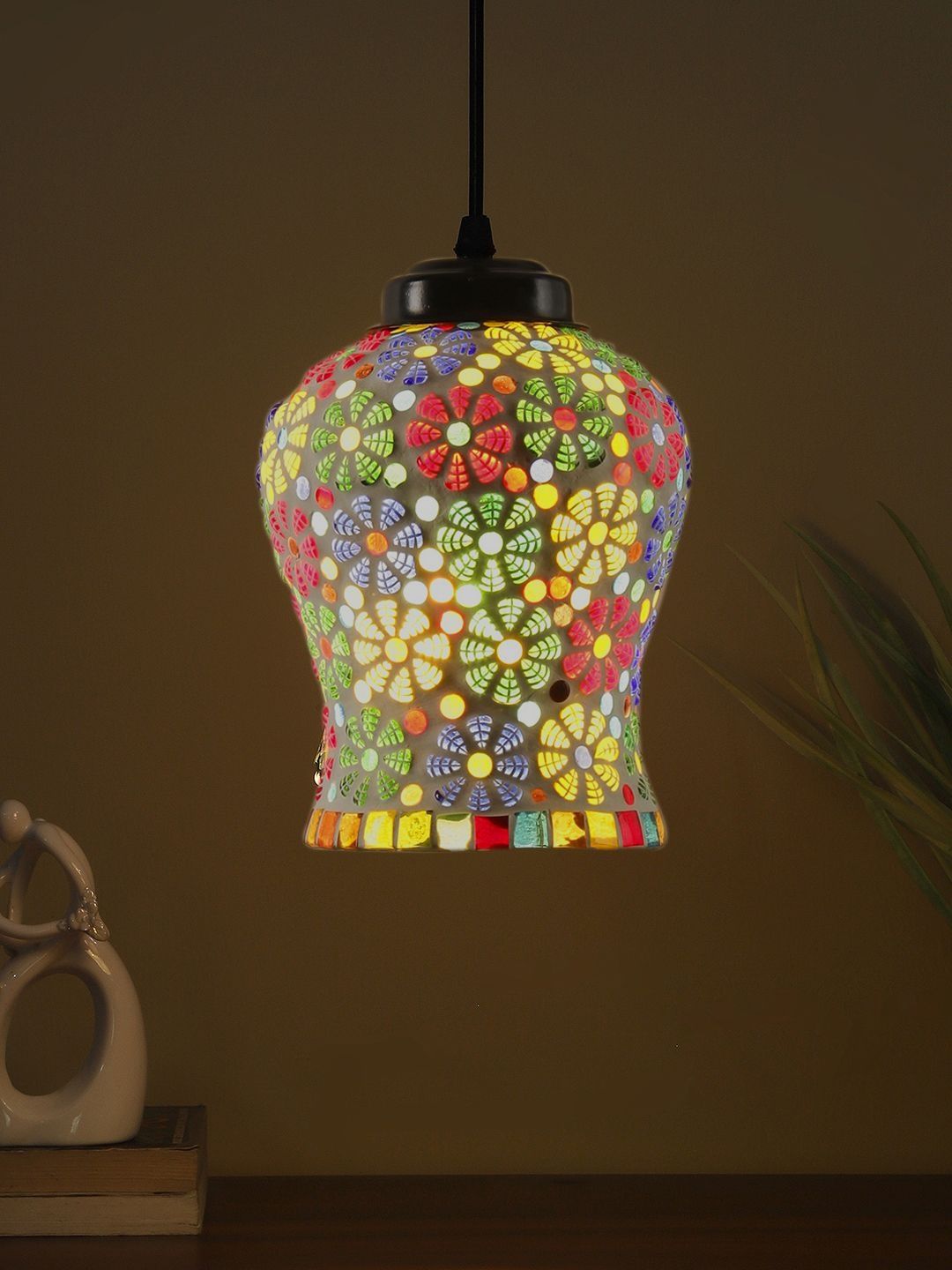 Aura Multicoloured Glass Traditional Ceiling Lamp-image-34