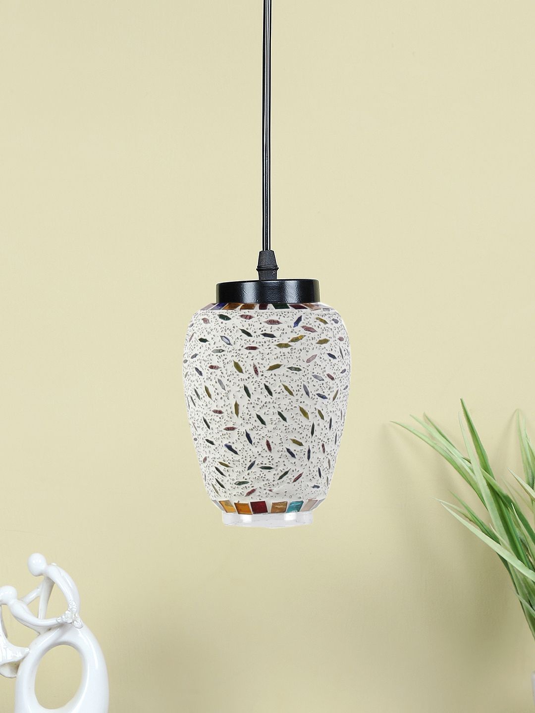 Aura Multicoloured & White Textured Glass Ceiling Lamp-image-47
