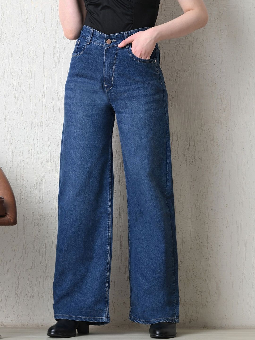 ROBECULT COLLECTION Women Comfort Wide Leg High-Rise Acid Wash Stretchable Jeans-picture-32