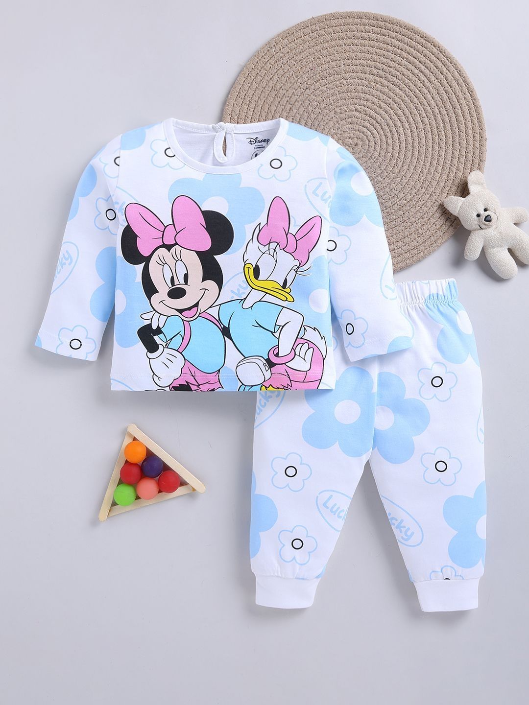 YK Disney Girls Printed T-shirt with Pyjamas