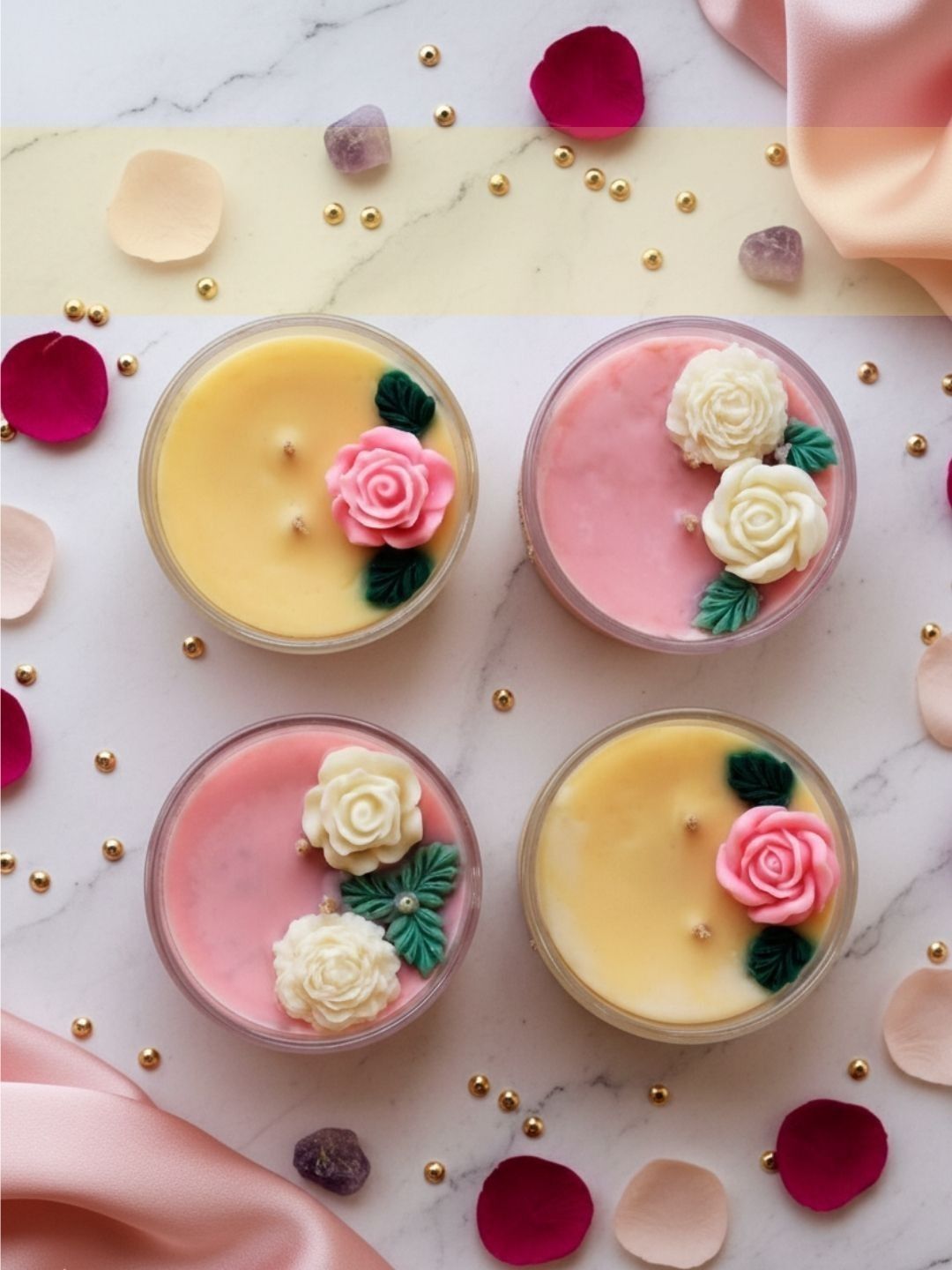 Velvetine Soiree Pink & Pink 4 pieces Jar Candle-image-8