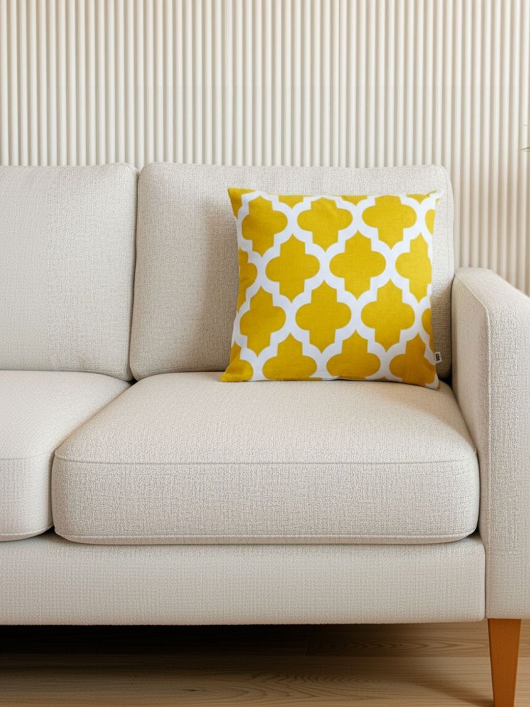 HOMEMONDE Yellow Geometric Square Cushion Covers-picture-44