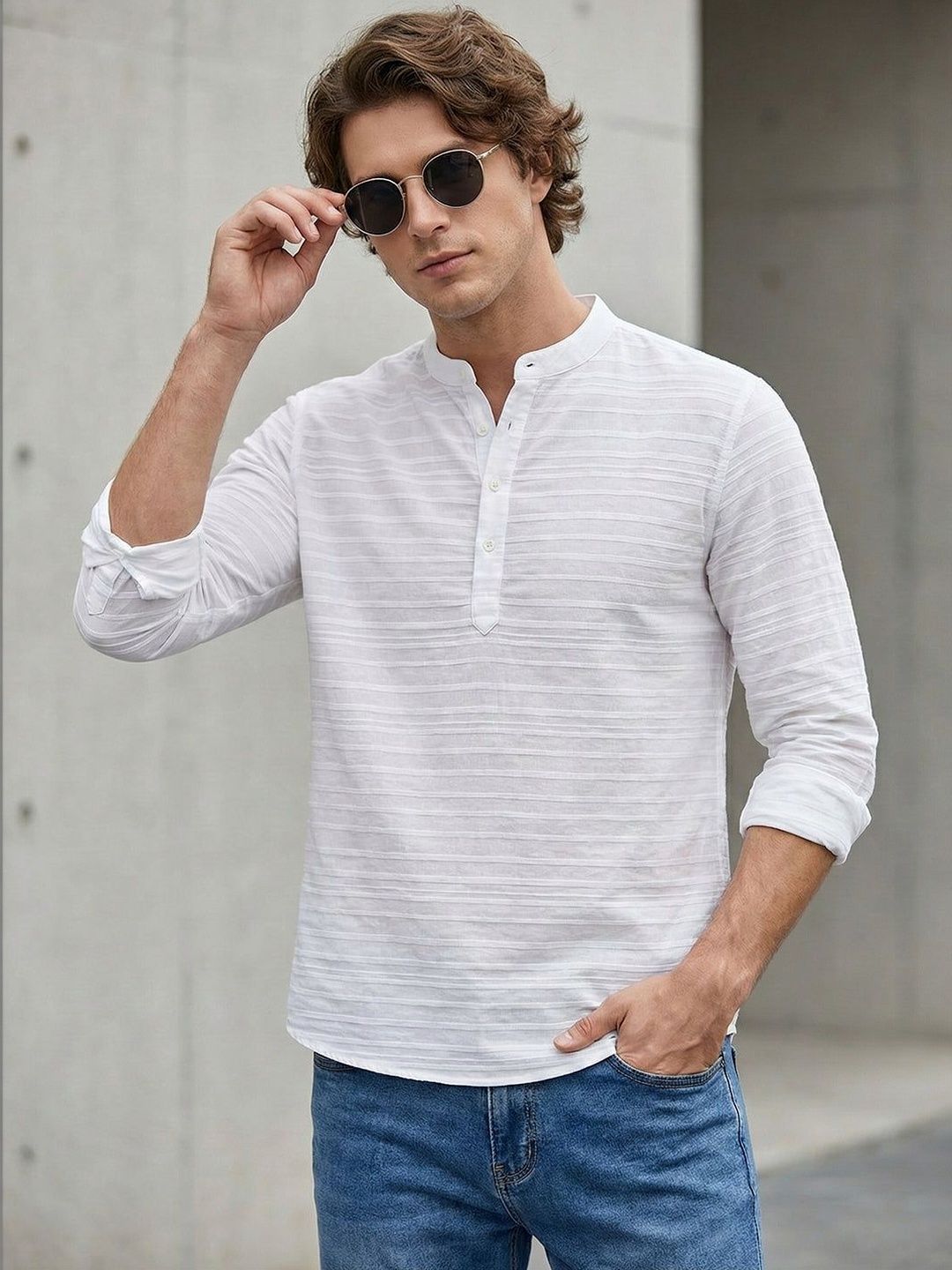 Vida Loca Men Striped Thread Work Kurta-picture-26
