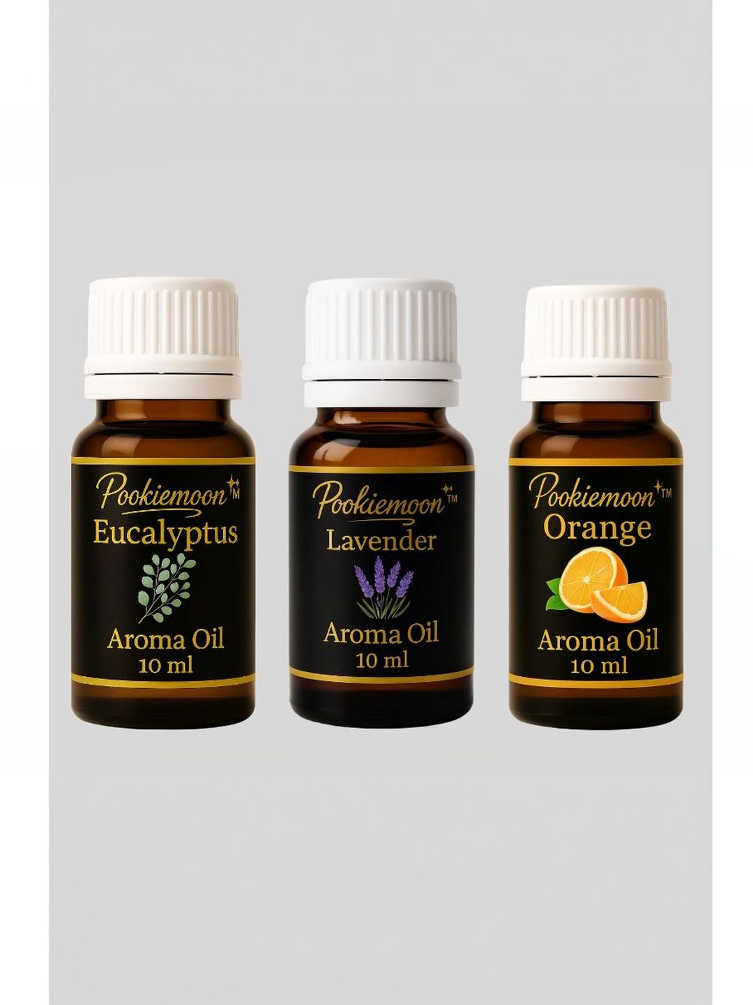 POOKIEMOON 3Pcs Brown Eucalyptus Lavender & Orange Aroma Essential Oils - 10 ml Each-image-33