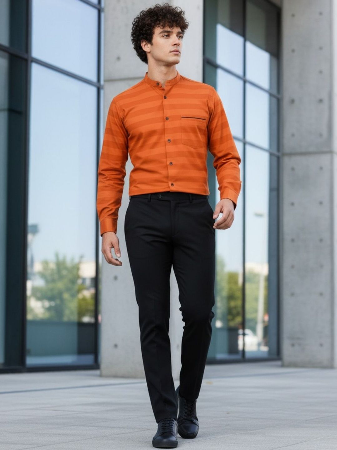 SZN Men Slim Fit Horizontal Stripes Striped Casual Shirt-picture-36