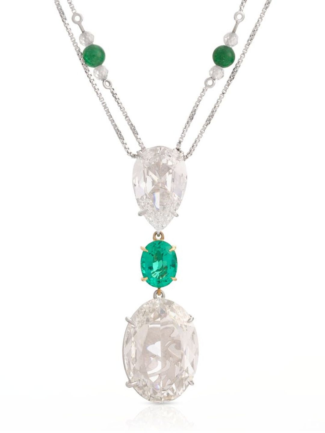 NAMRA JEWELS The Empress Emerald & Lab-Grown -17.57 ct Diamond Lariat 14kt Gold Necklace-image-6