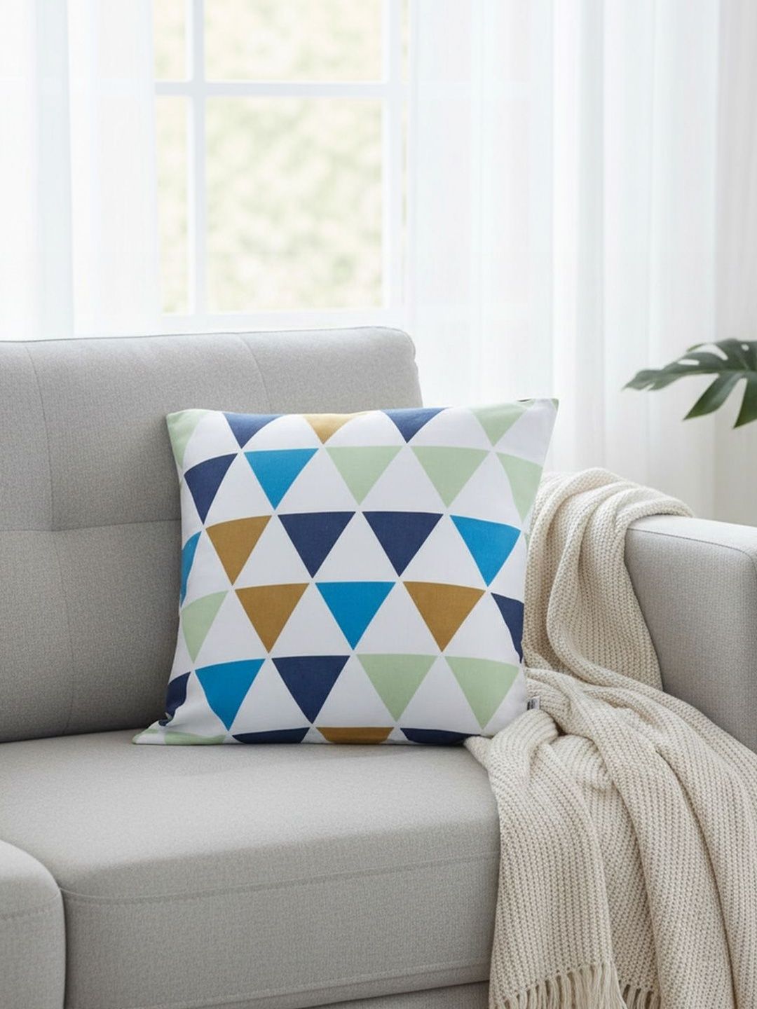 HOMEMONDE Blue Geometric Square Cushion Covers-picture-38