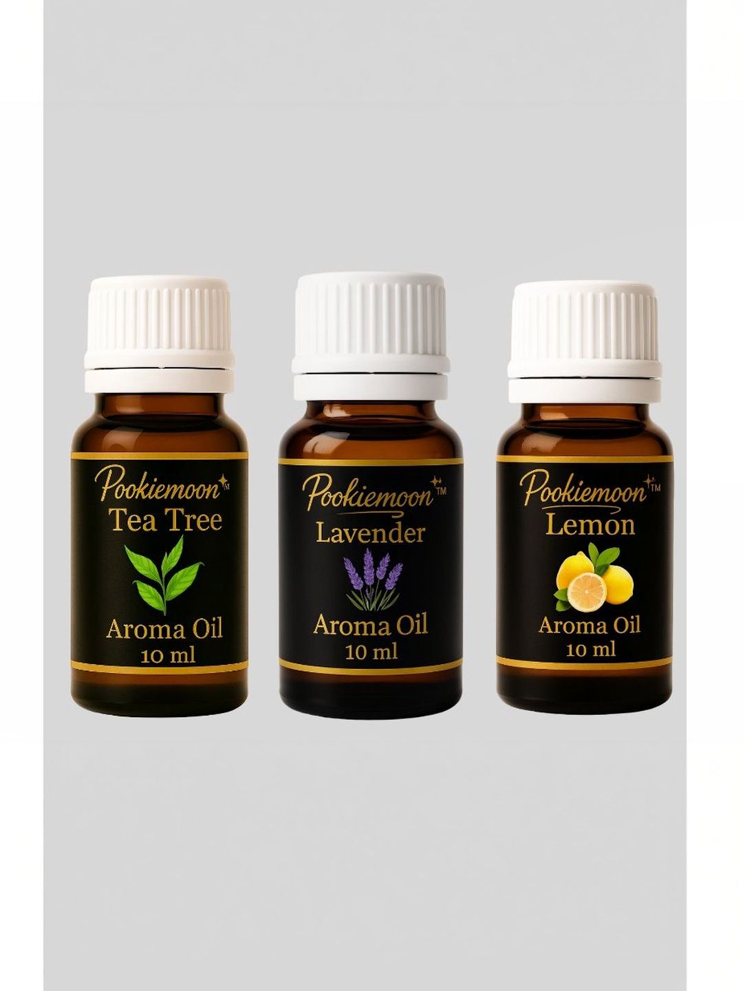 POOKIEMOON 3Pcs Brown Tea Tree Lavender & Lemon Aroma Essential Oils - 10 ml Each-image-49