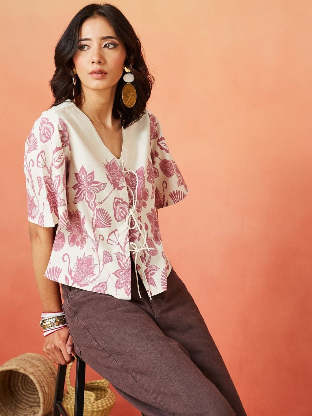 Sangria FUZN Floral Print Cotton Crop Top-picture-54