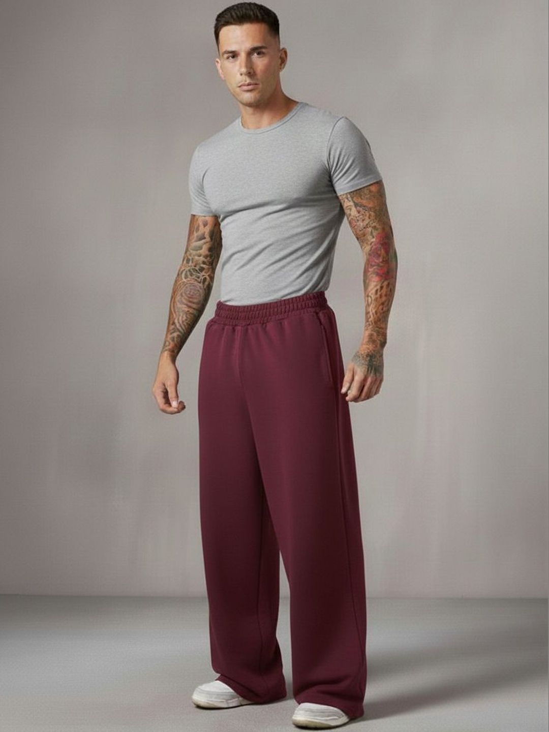 CORNERKICK Men Mid Rise Baggy Track Pants-image-0