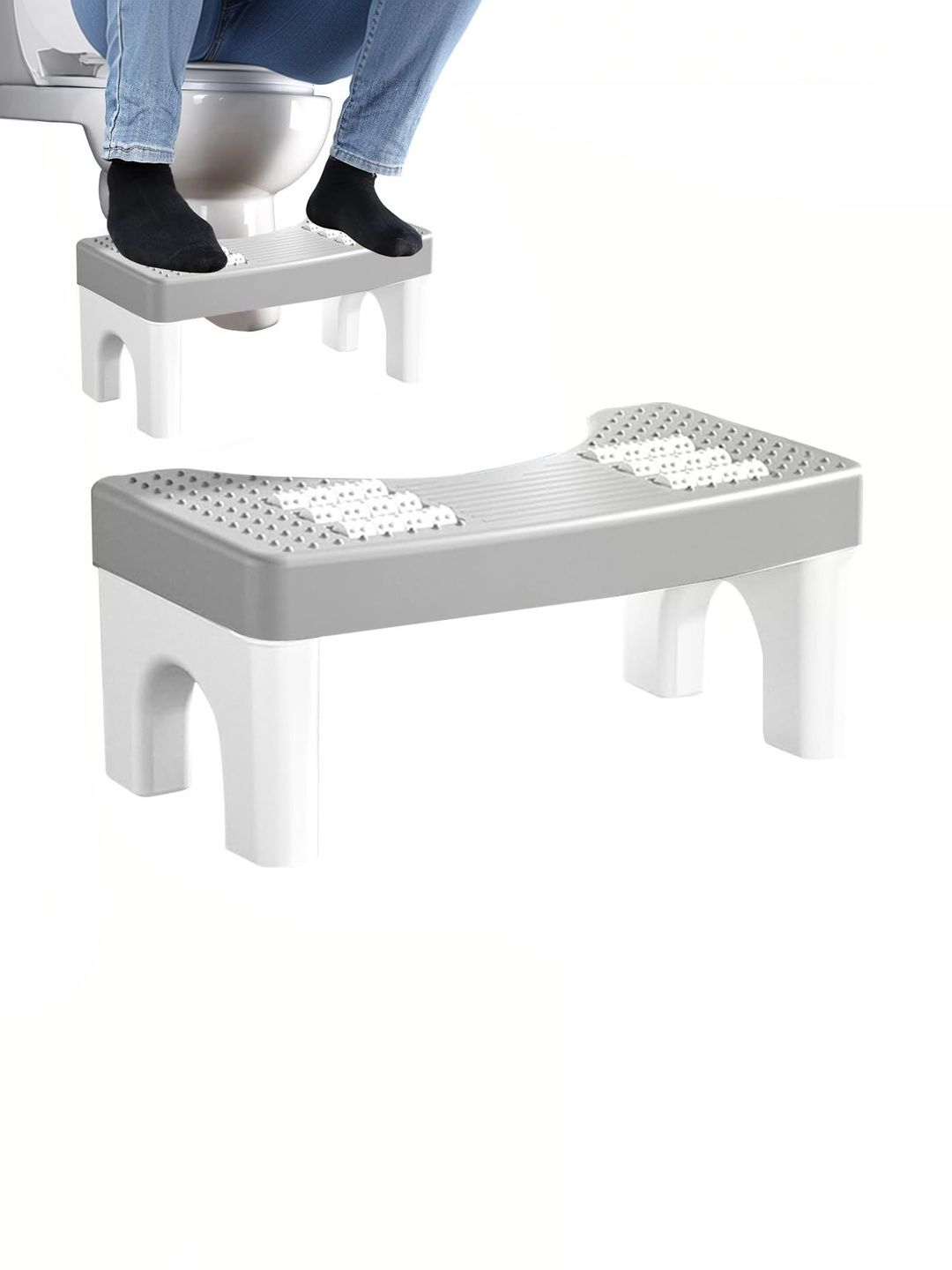 HASTHIP Grey & Grey Textured Polypropylene Step Stool-image-49