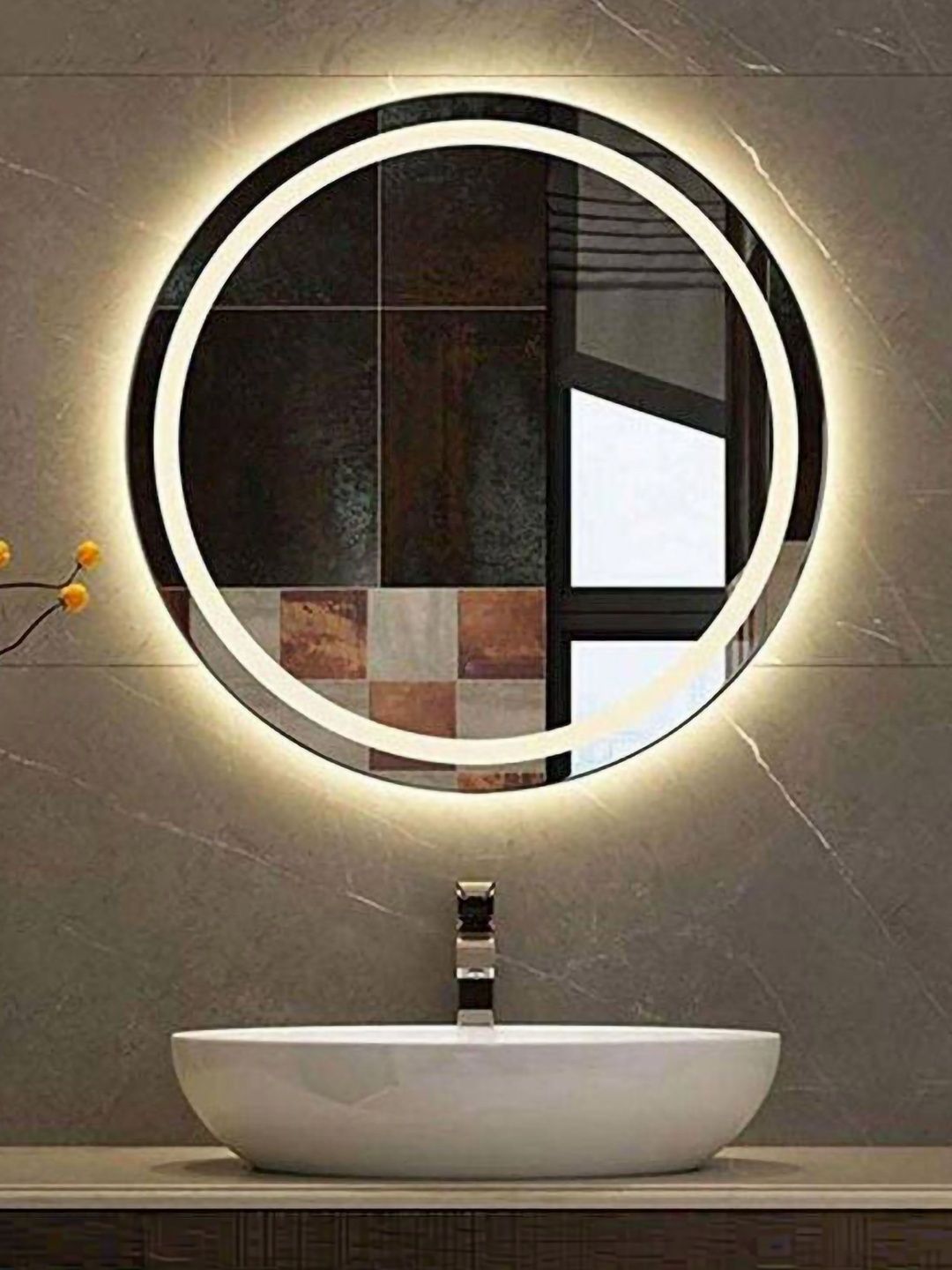 ARYAANSH White Round Vanity Mirror Touch Sensor Mirrors-image-8
