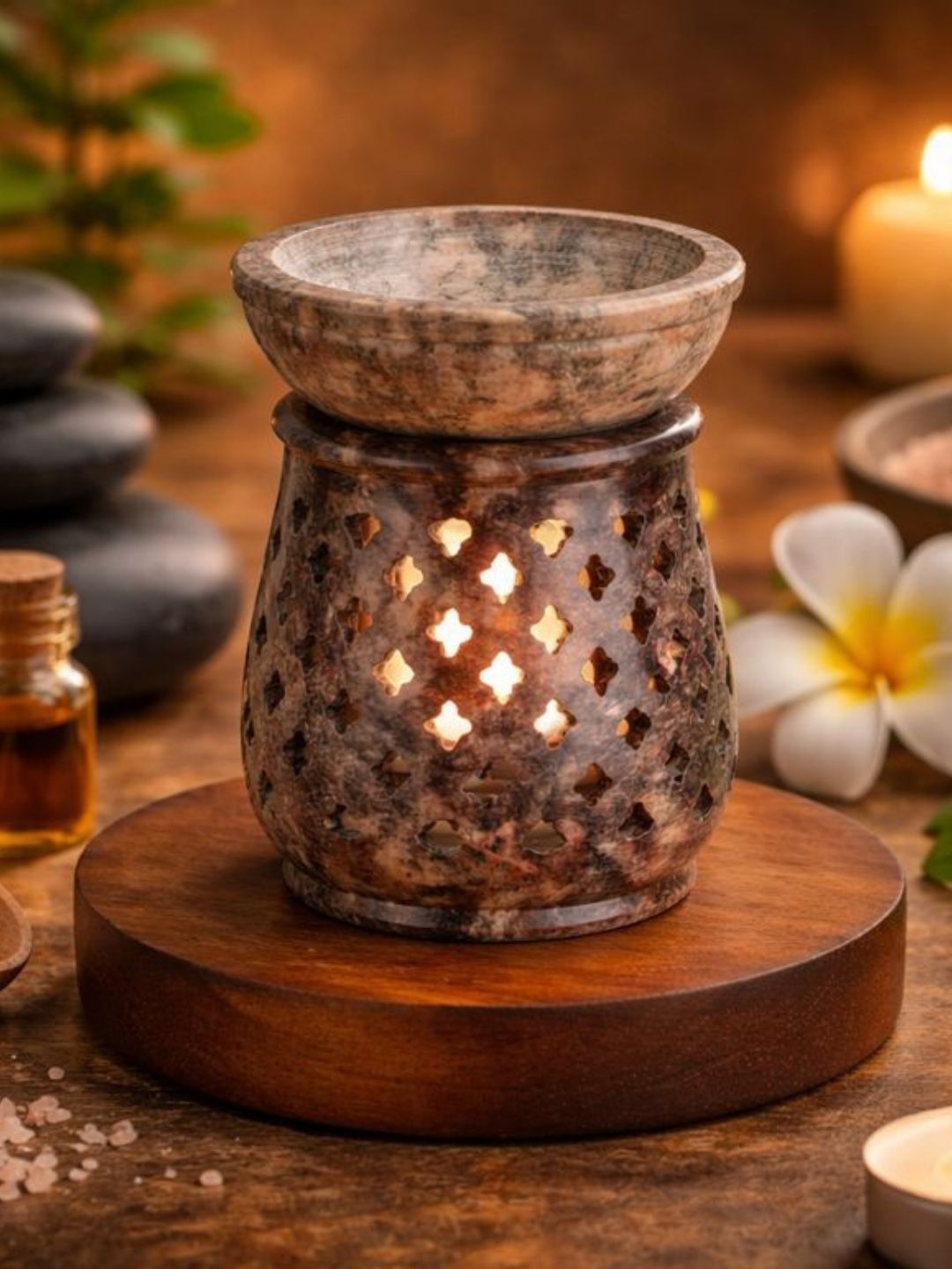 ULLASSA Brown Jaali Design Stone Aroma Oil Diffusers-image-34