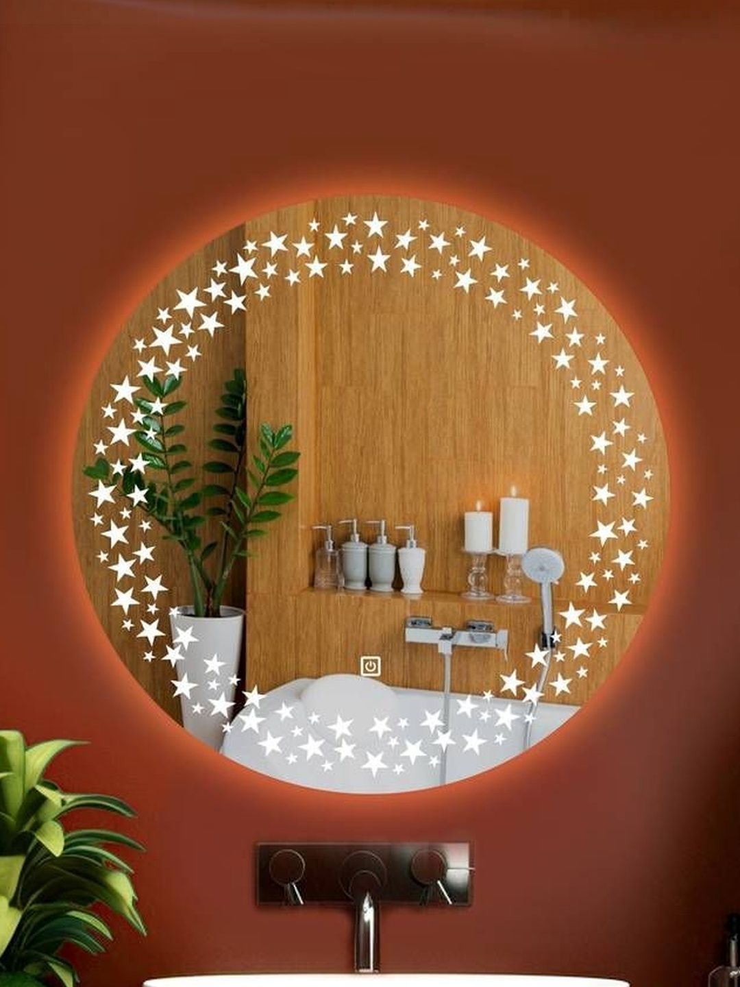 ARYAANSH White Round Vanity Mirror Touch Sensor Mirrors-picture-52