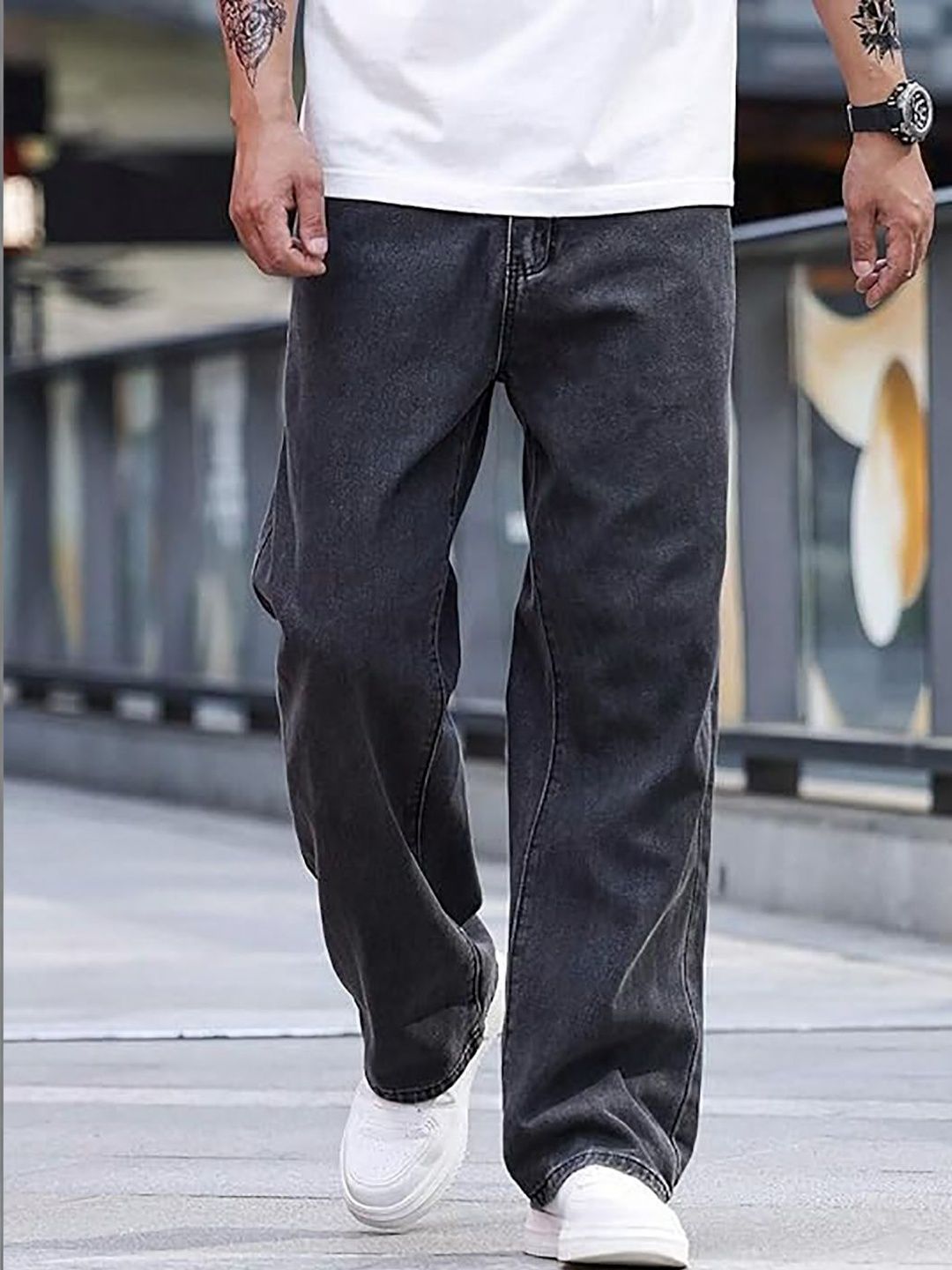 UNITED DENIM Men Loose Mid-Rise Light Fade Stretchable Jeans-picture-12