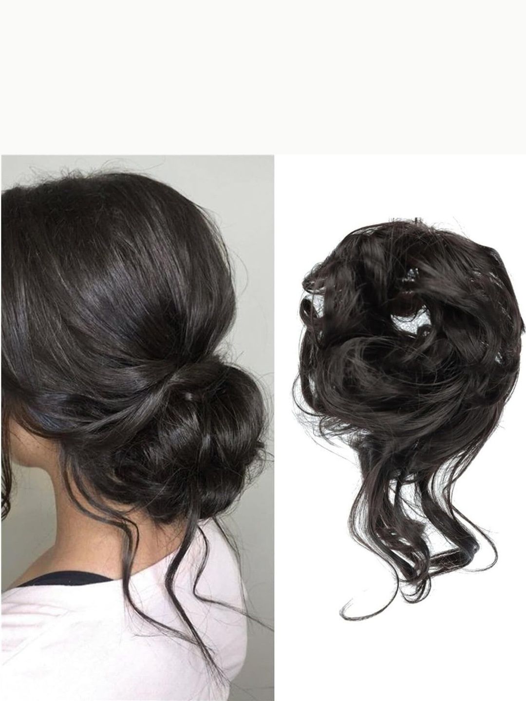 MEGARICH Wavy Halo Bun Hair Extension - Black- 6 Inch-picture-15