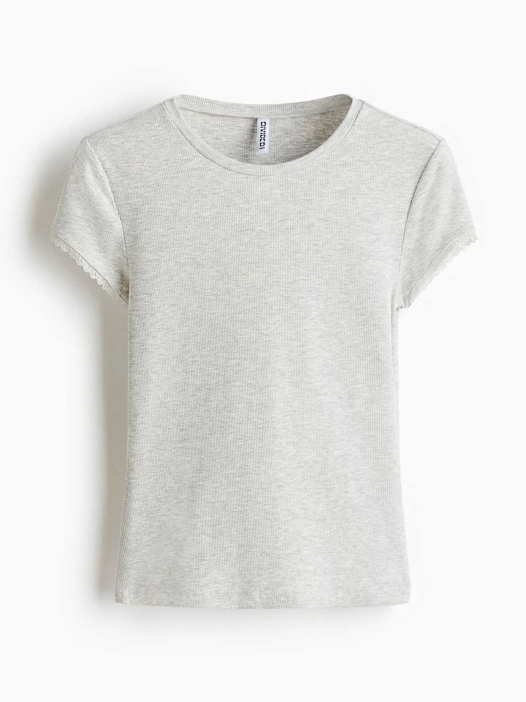 H&M H&M Lace-Trimmed Viscose T-Shirt