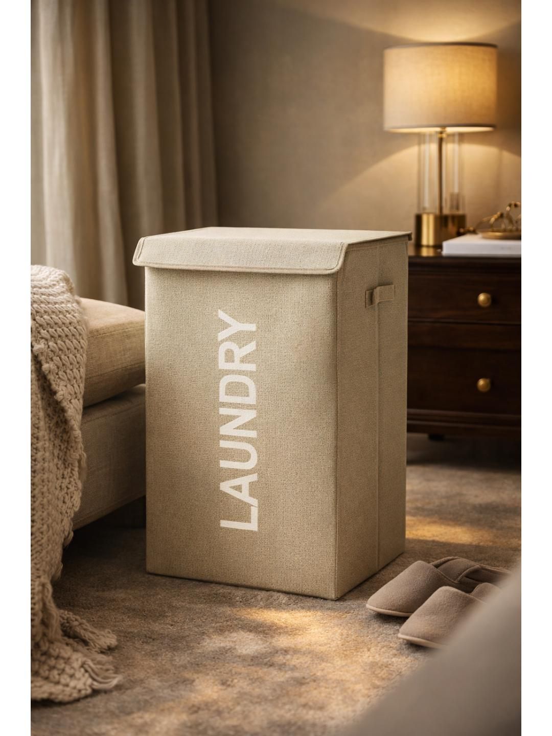RUHANI HOMES Cream Square Shaped Laundry Bag-picture-49