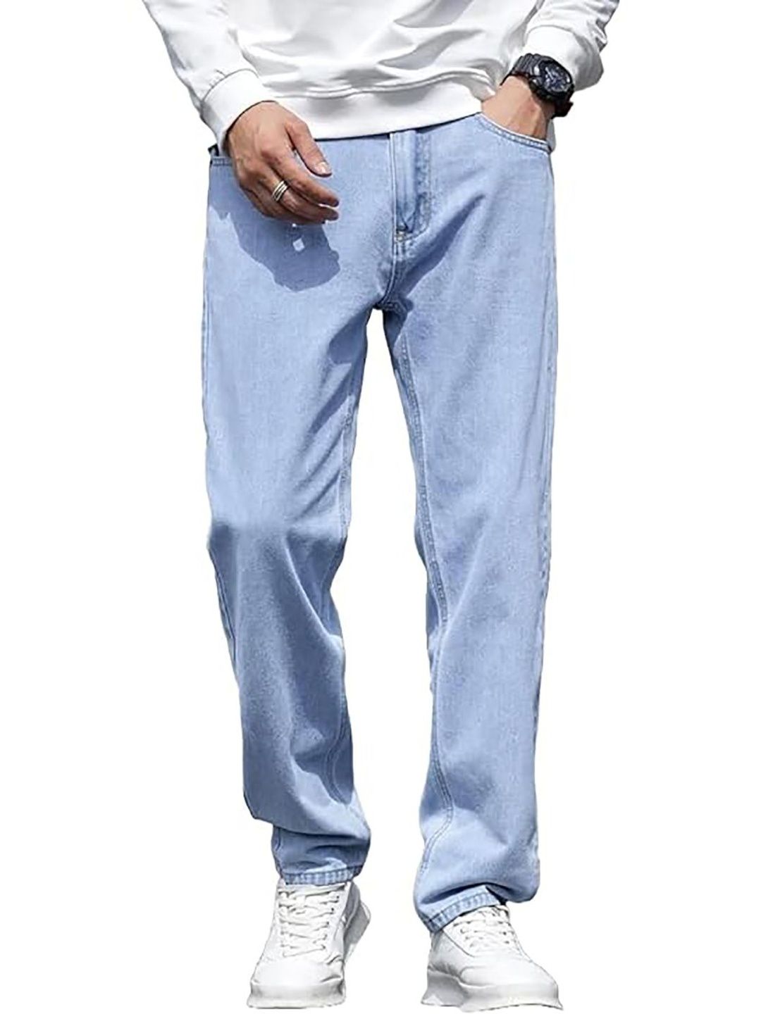 UNITED DENIM Men Loose Mid-Rise Light Fade Stretchable Jeans-picture-15