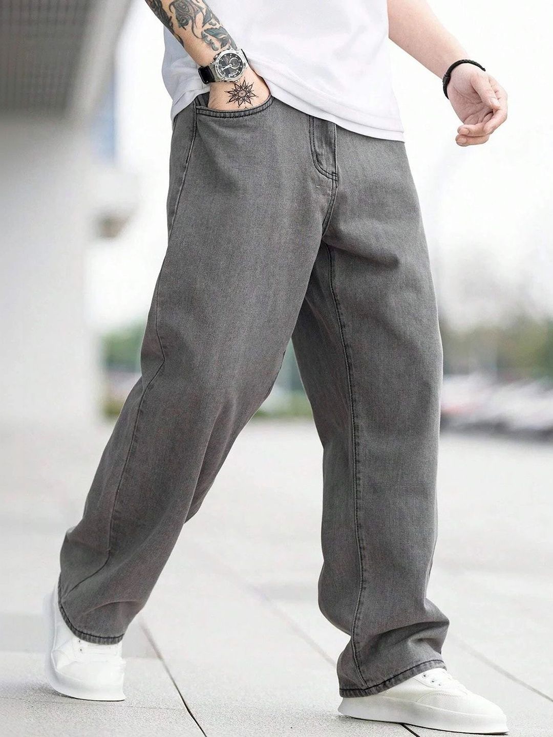 UNITED DENIM Men Loose Mid-Rise Light Fade Stretchable Jeans-picture-43