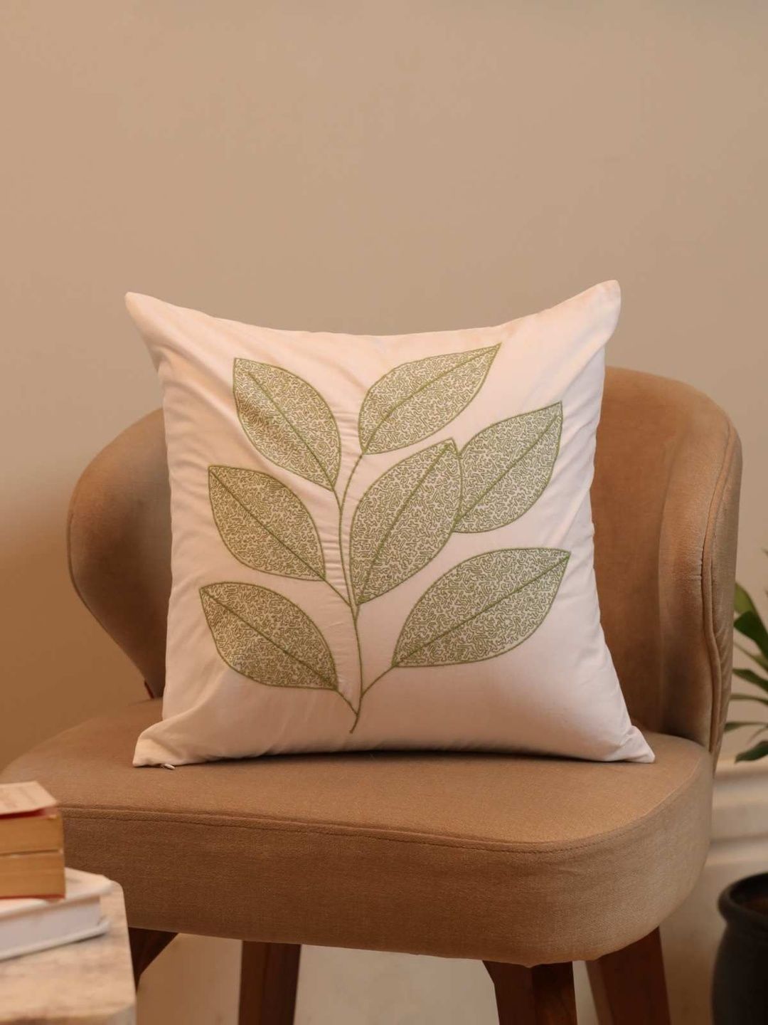 Sangria White Embroidered Cotton Square Cushion Covers - 16 X 16 Inch-image-23