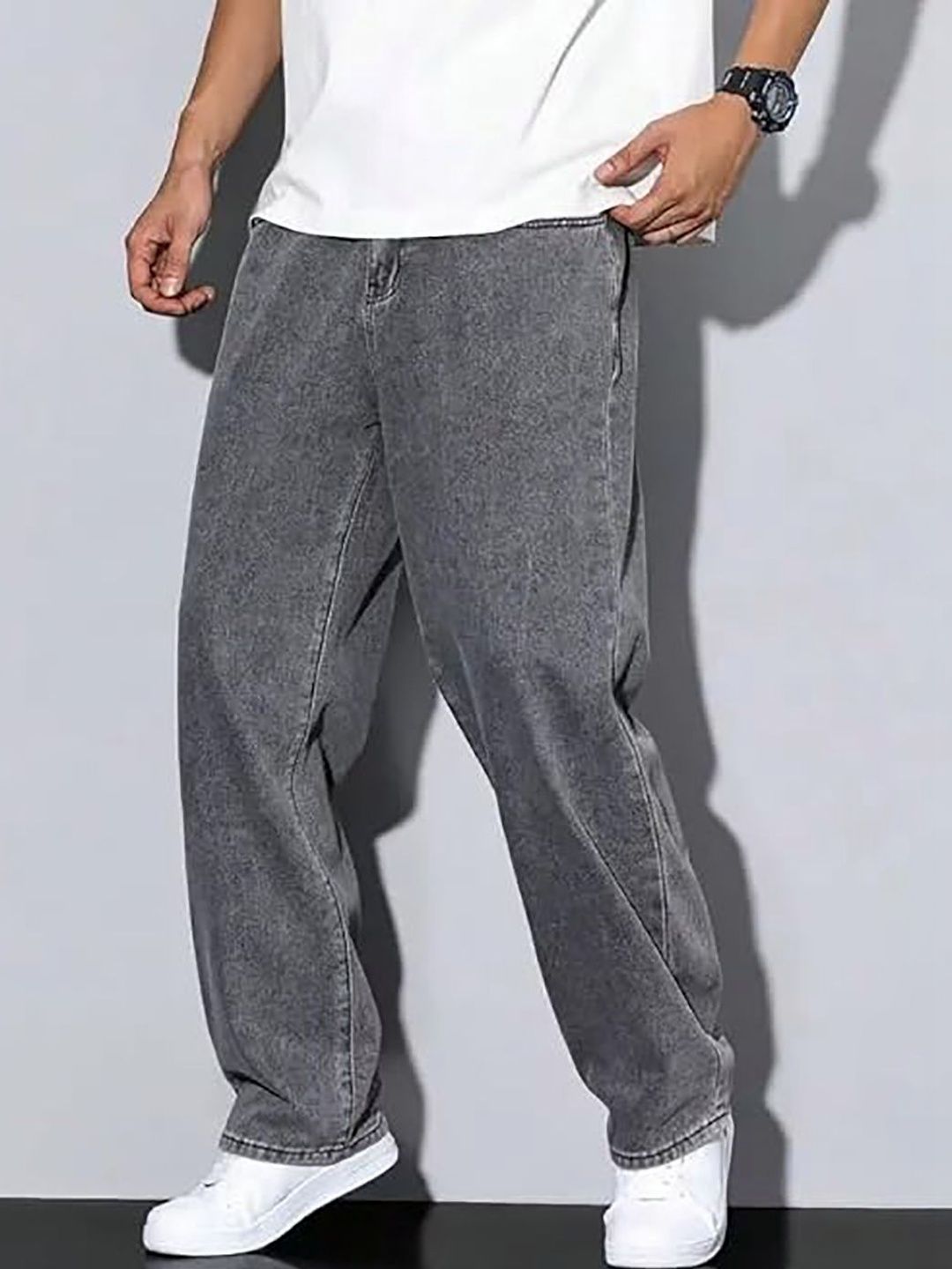 UNITED DENIM Men Loose Mid-Rise Light Fade Stretchable Jeans-image-19