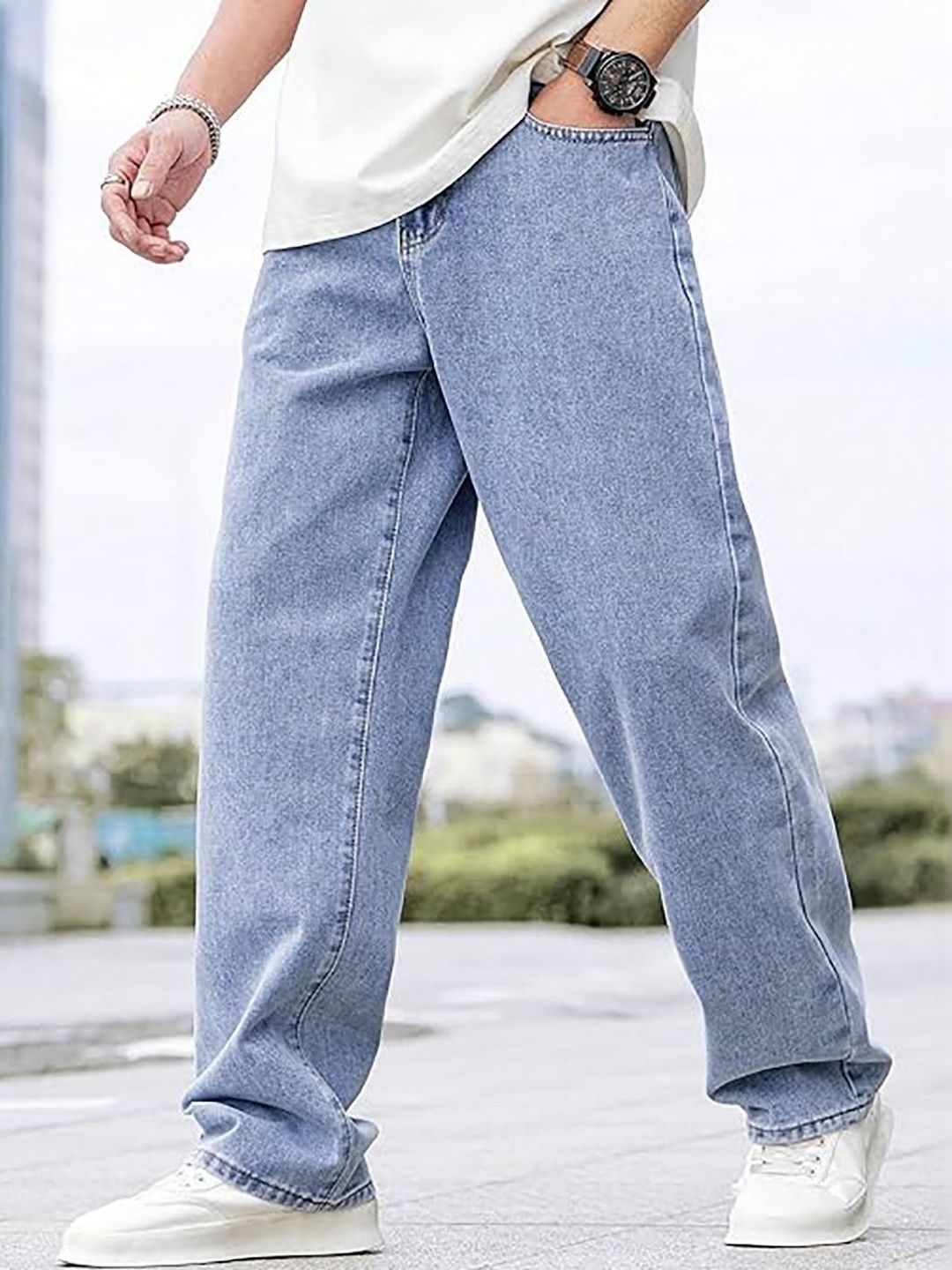 UNITED DENIM Men Loose Mid-Rise Light Fade Stretchable Jeans-image-25