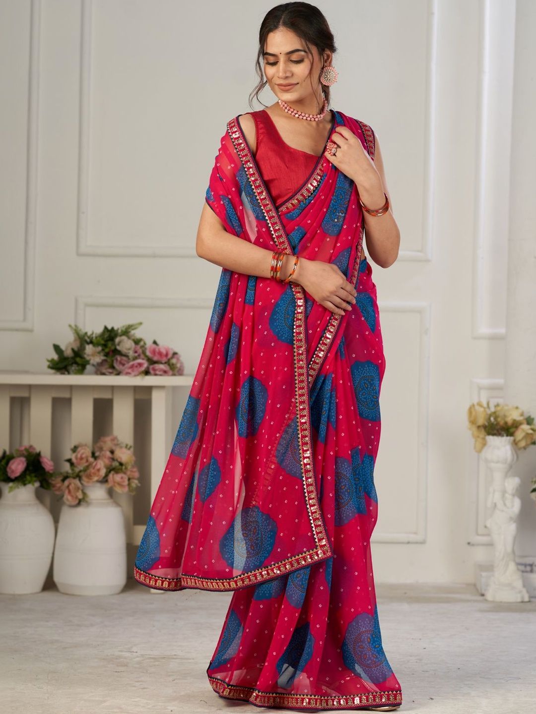 Parmila Fashion Bandhani Embroidered Pure Georgette Bandhani Saree-image-26