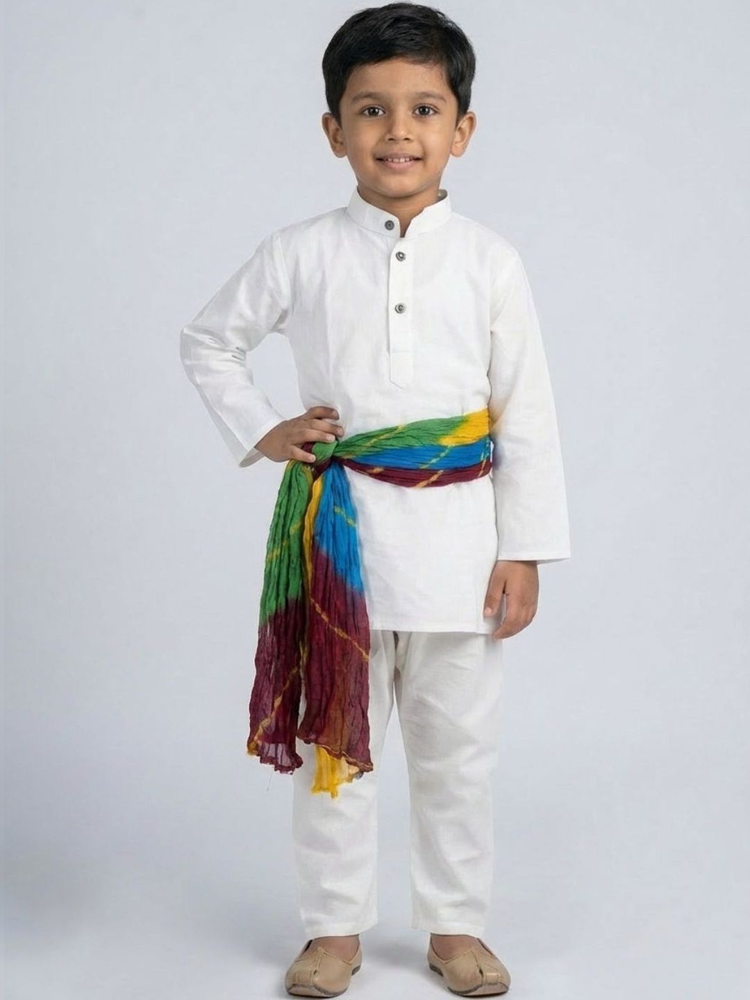 Biglilpeople Boys Regular Pure Cotton Kurta with Pyjamas & With Dupatta-picture-35