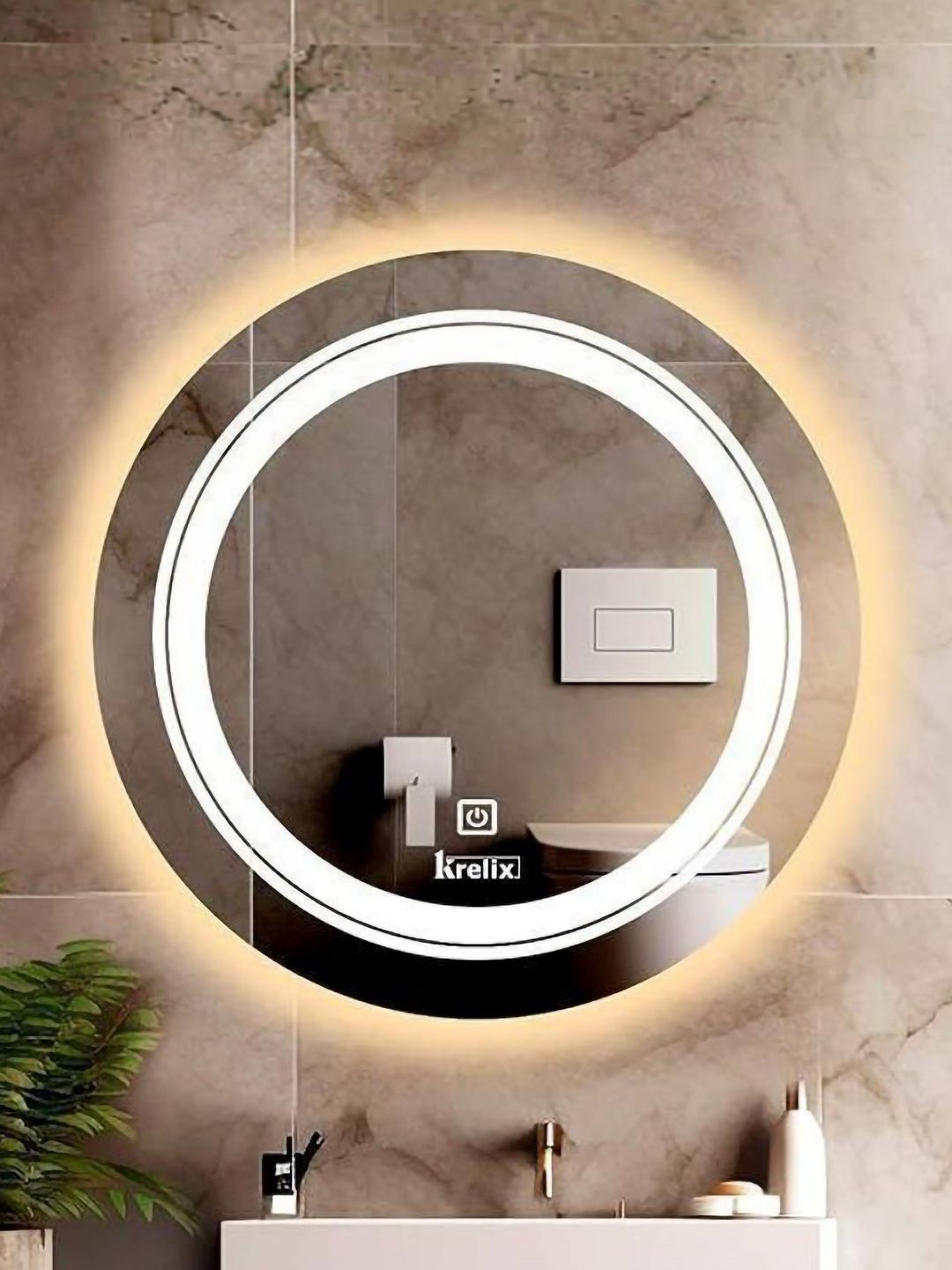 ARYAANSH White Round Vanity Mirror Touch Sensor Mirrors-image-9