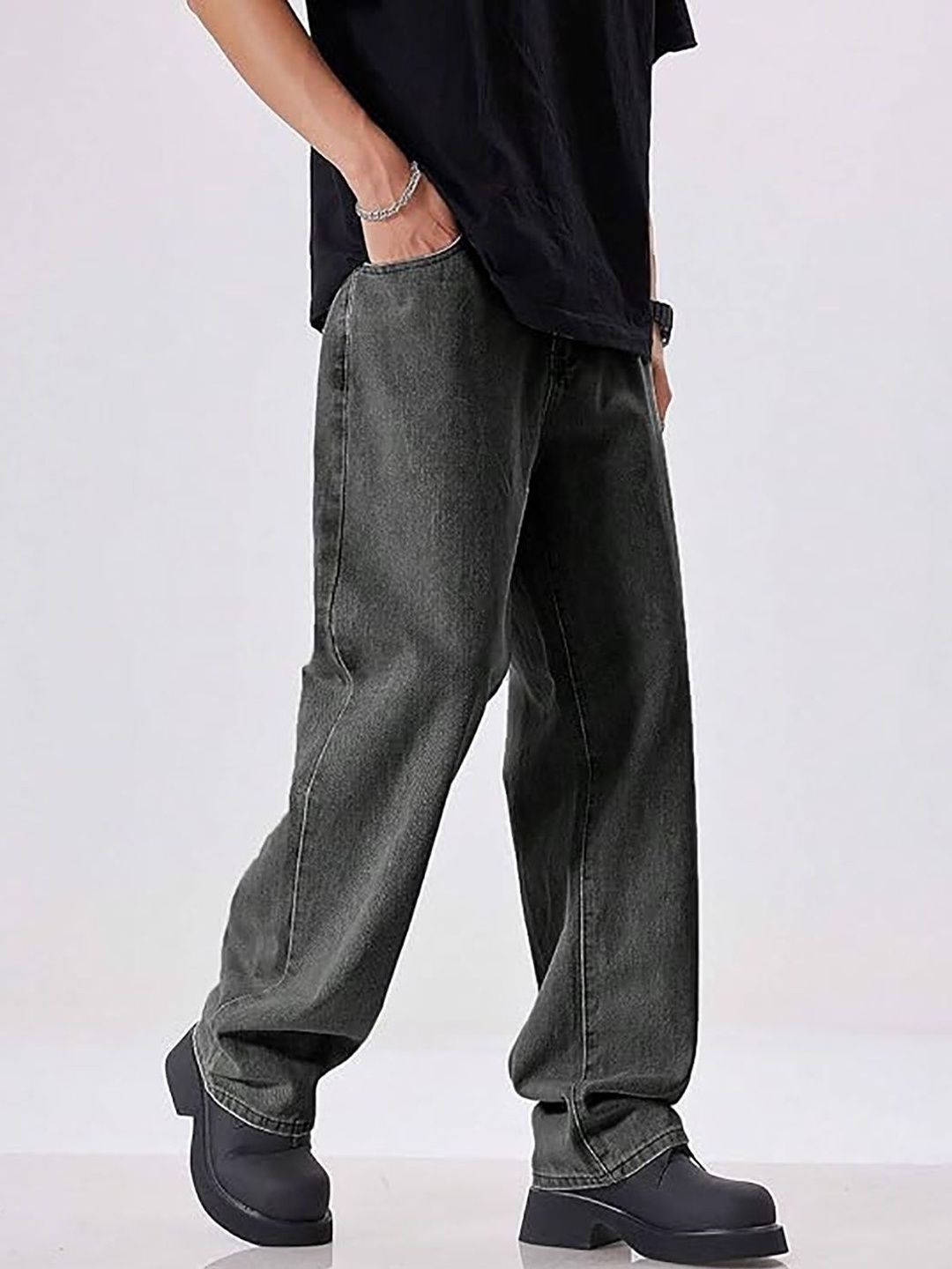 UNITED DENIM Men Loose Mid-Rise Light Fade Stretchable Jeans-picture-3