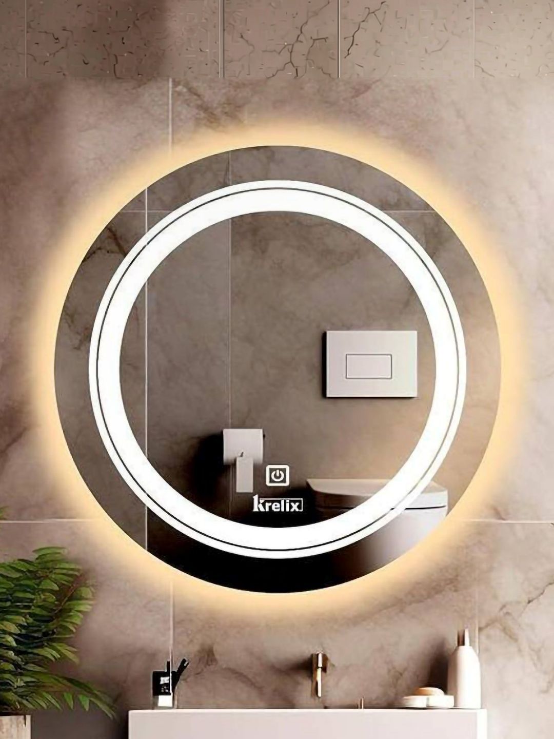 ARYAANSH White Round Vanity Mirror Touch Sensor Mirrors-image-10