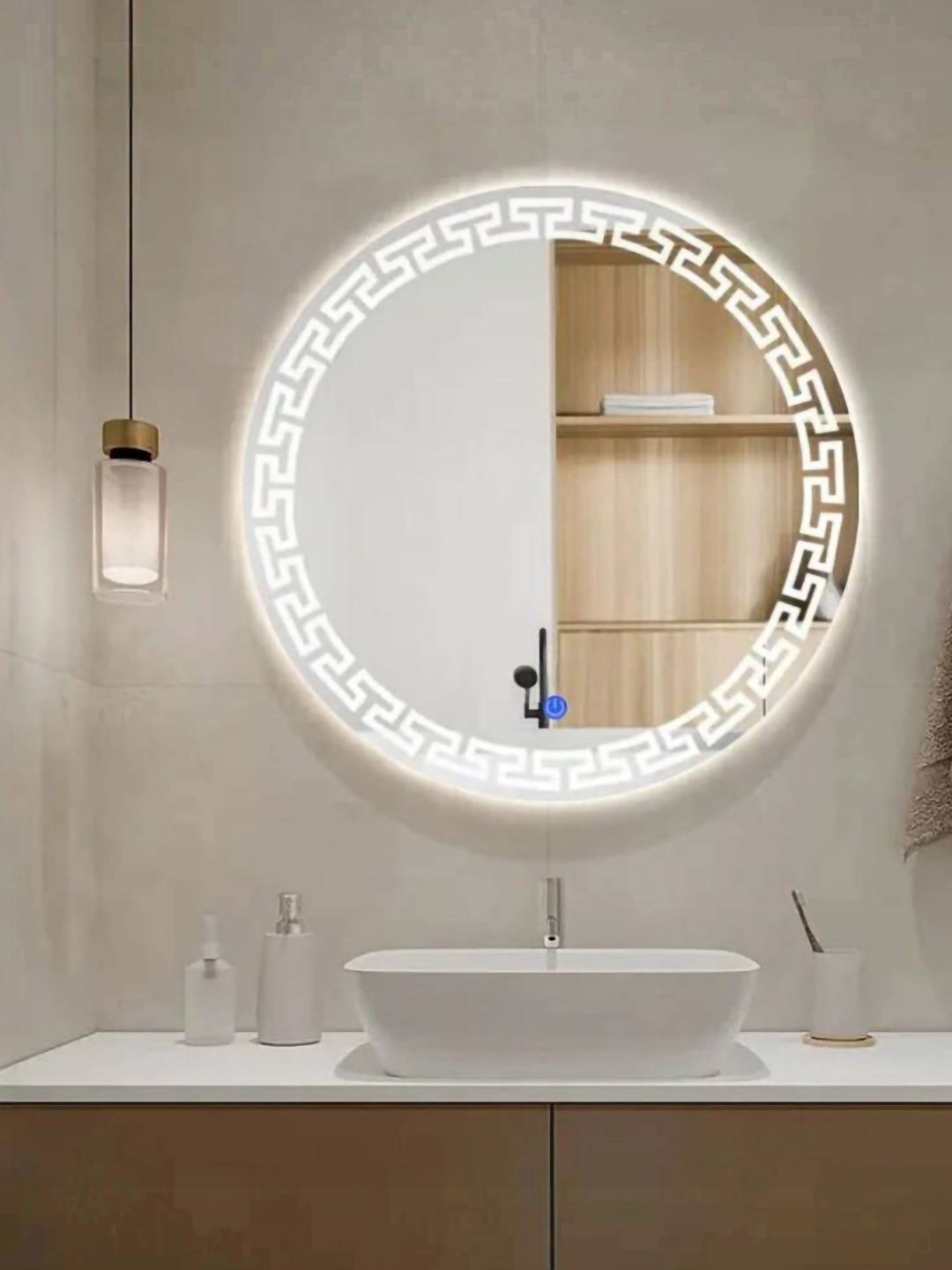 ARYAANSH Sliver Round Vanity Mirror Touch Sensor Mirrors-picture-20