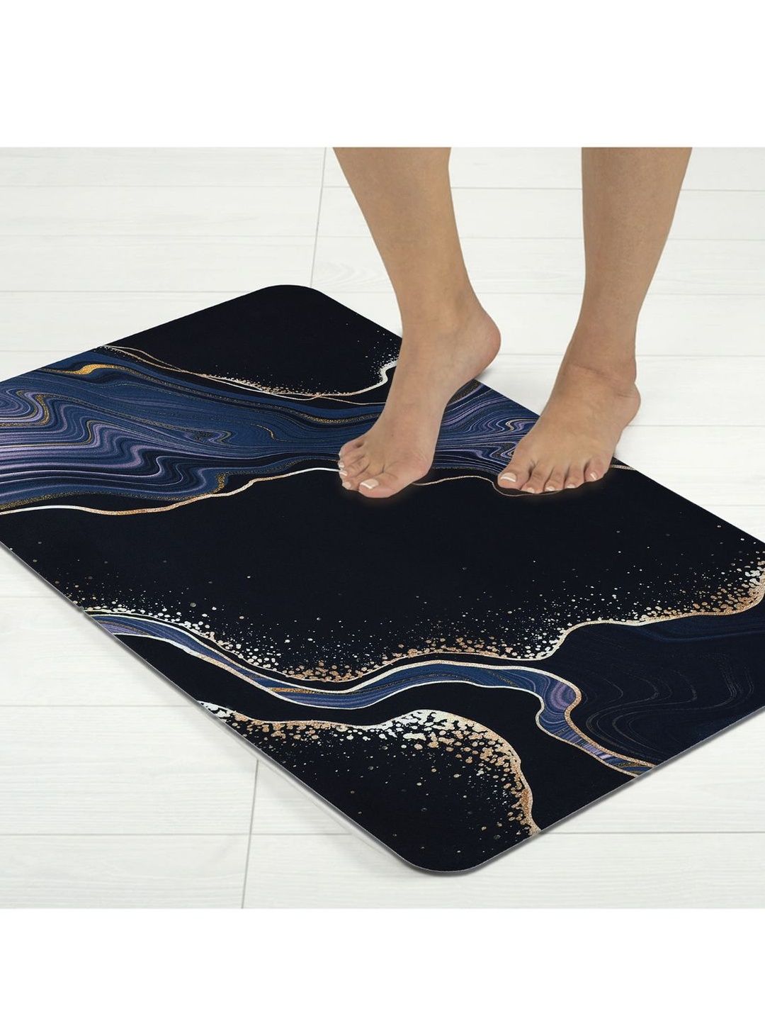 Aura Black Self Design Bath Rugs-picture-41