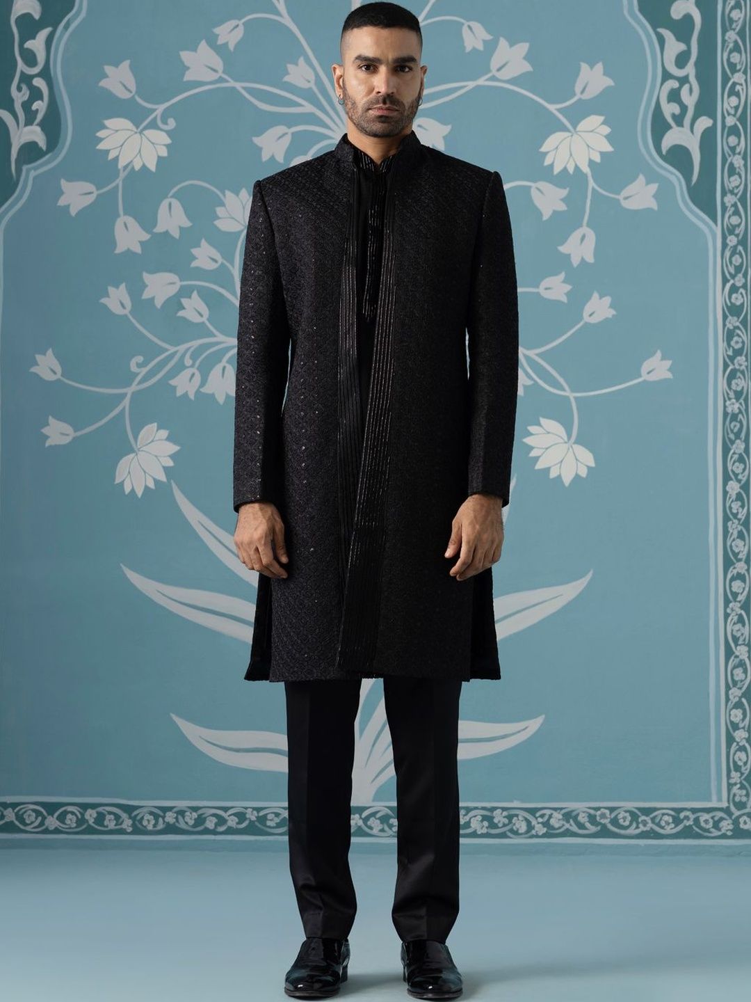 TheEthnic.Co Embroidered Mandarin Collar Sherwani-picture-31