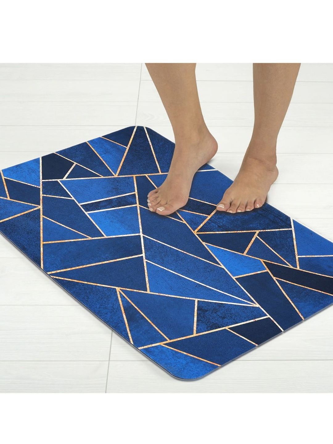 Aura Blue Self Design Bath Rugs-picture-13
