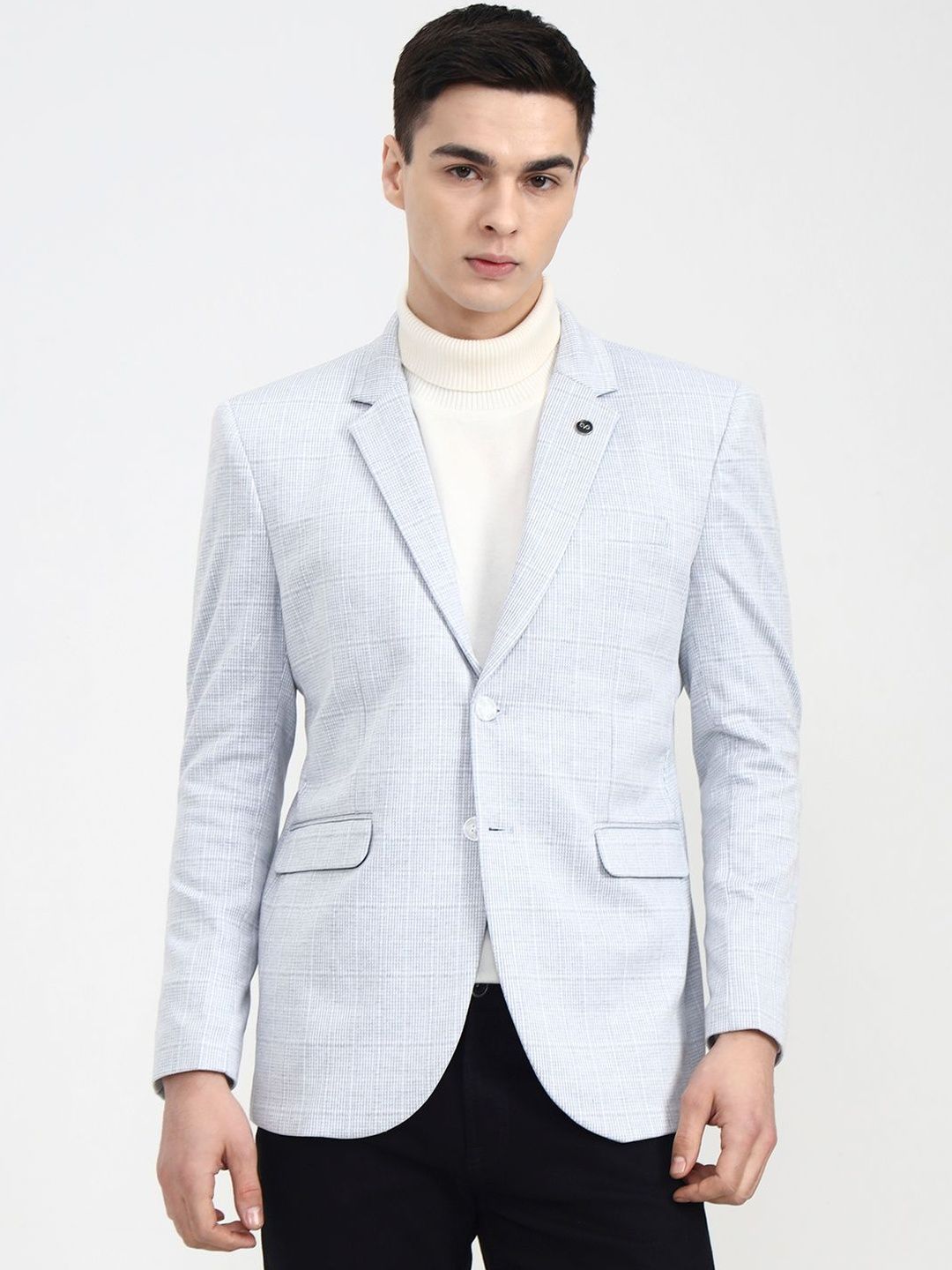 WYRE Checked Notched Collar Single Breasted Blazer-picture-57
