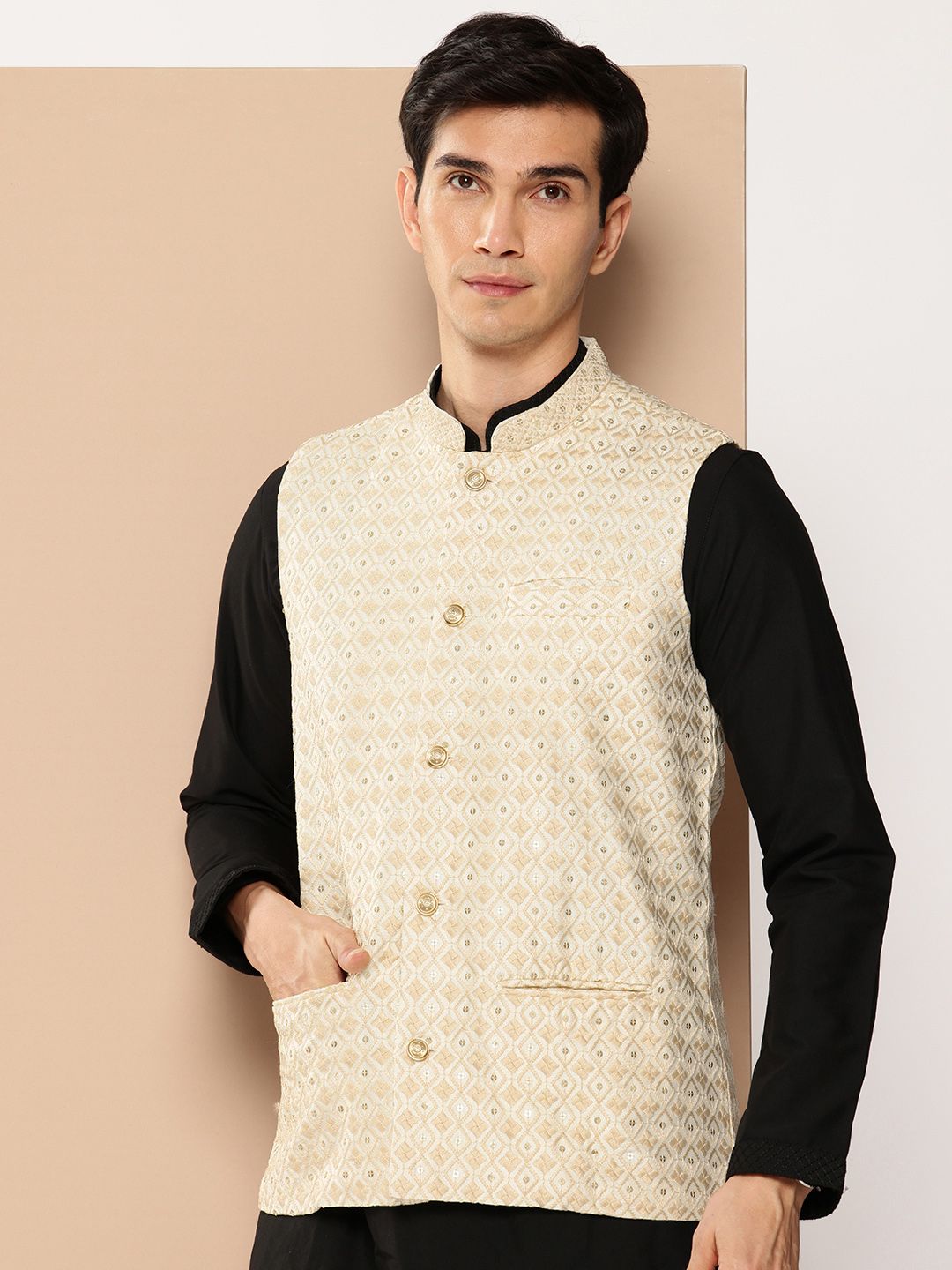 DIVISIVE Embroidered Nehru Jacket-image-10