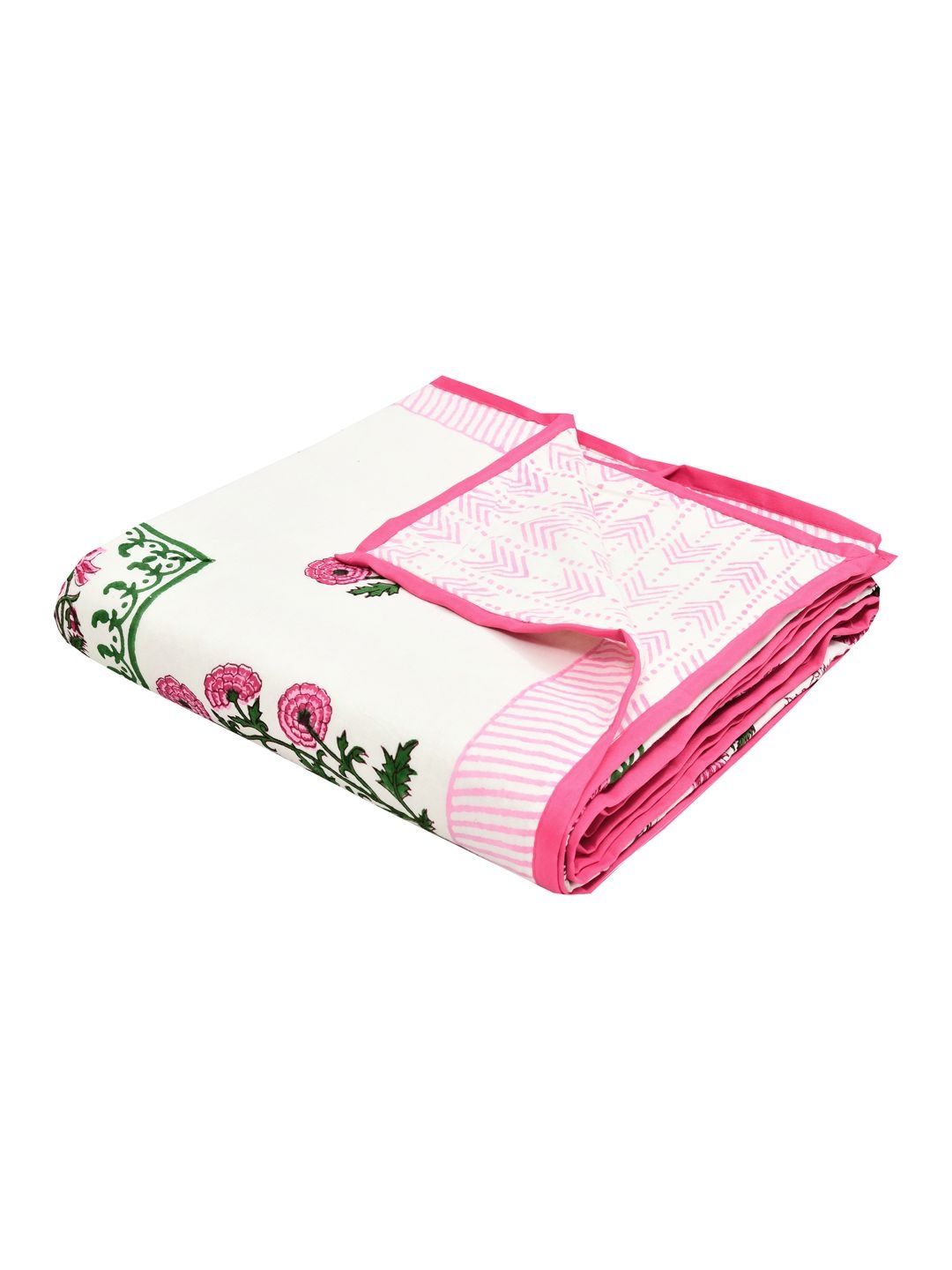 BLOCKS OF INDIA Pink & White Floral AC Room 150 GSM Dohar-picture-41