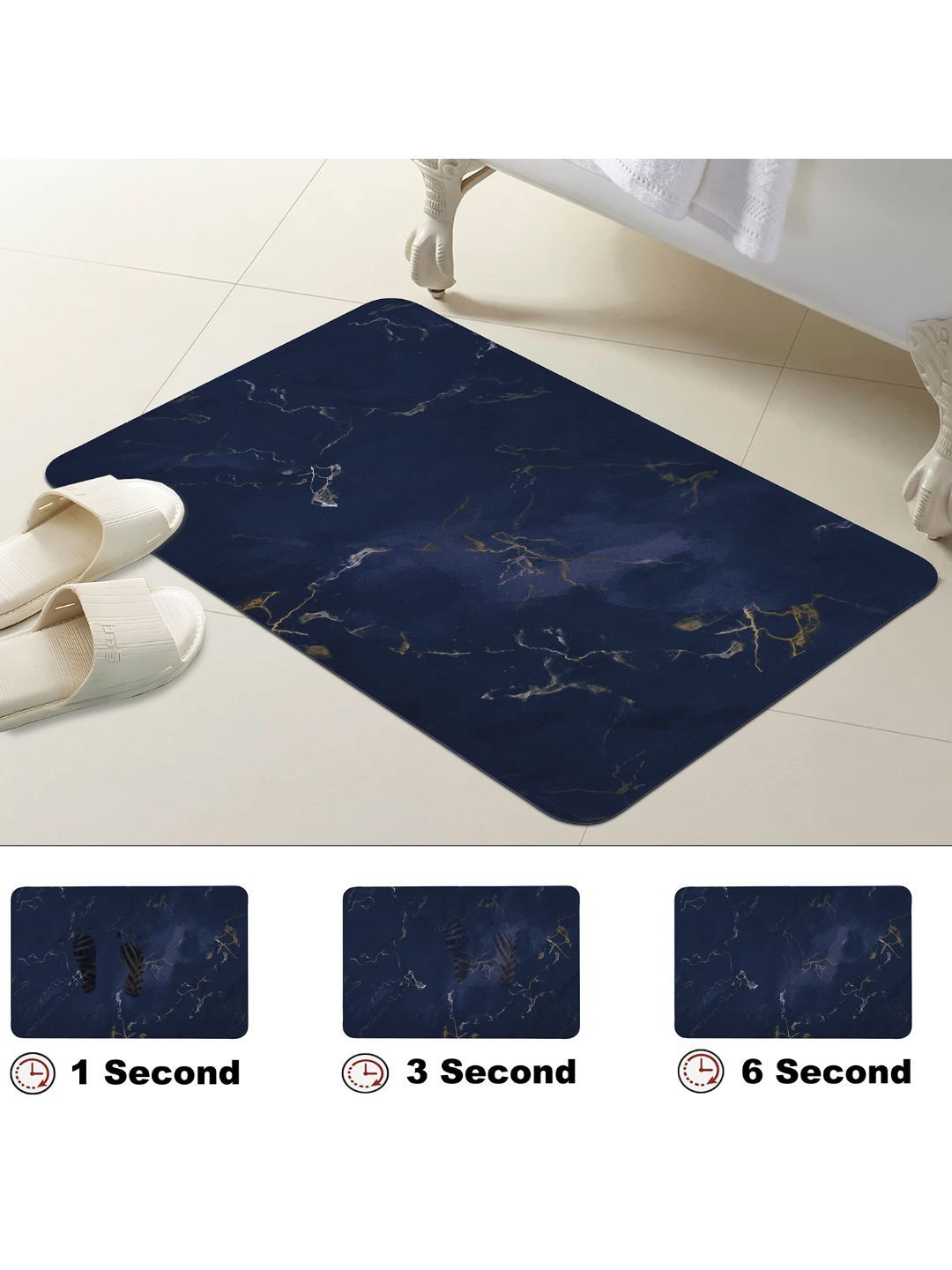 Aura Blue Self Design Bath Rugs-image-48