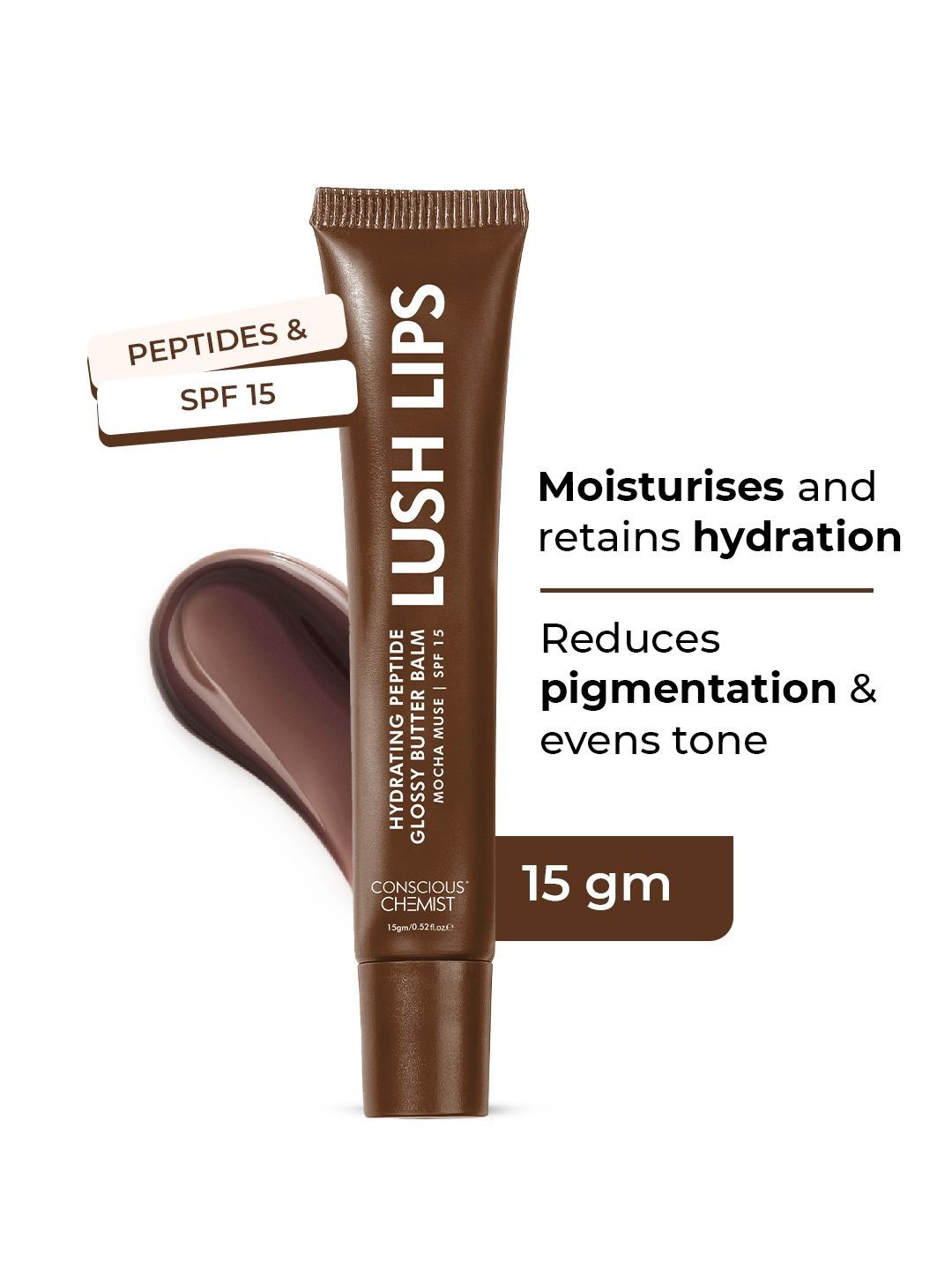 Conscious Chemist Multipeptide & Shea Butter Infused Lip Balm - 15 g - Mocha Muse-image-7