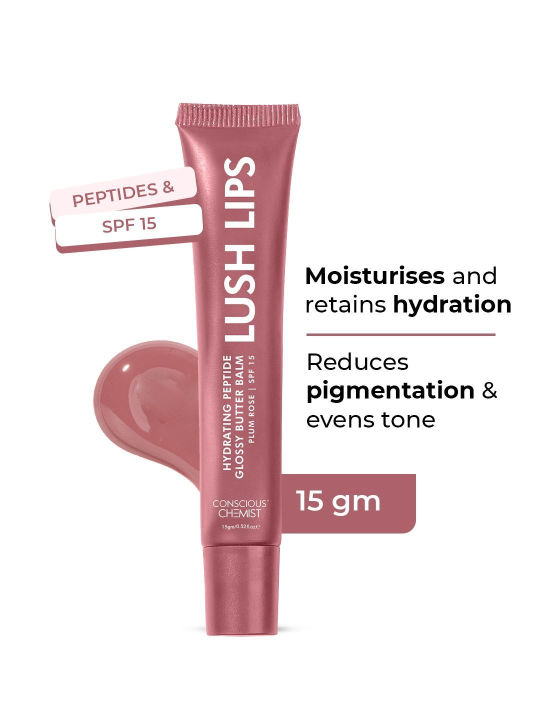 Conscious Chemist Multipeptide & Shea Butter Infused Lip Balm - 15 g - Plum Rose-picture-41