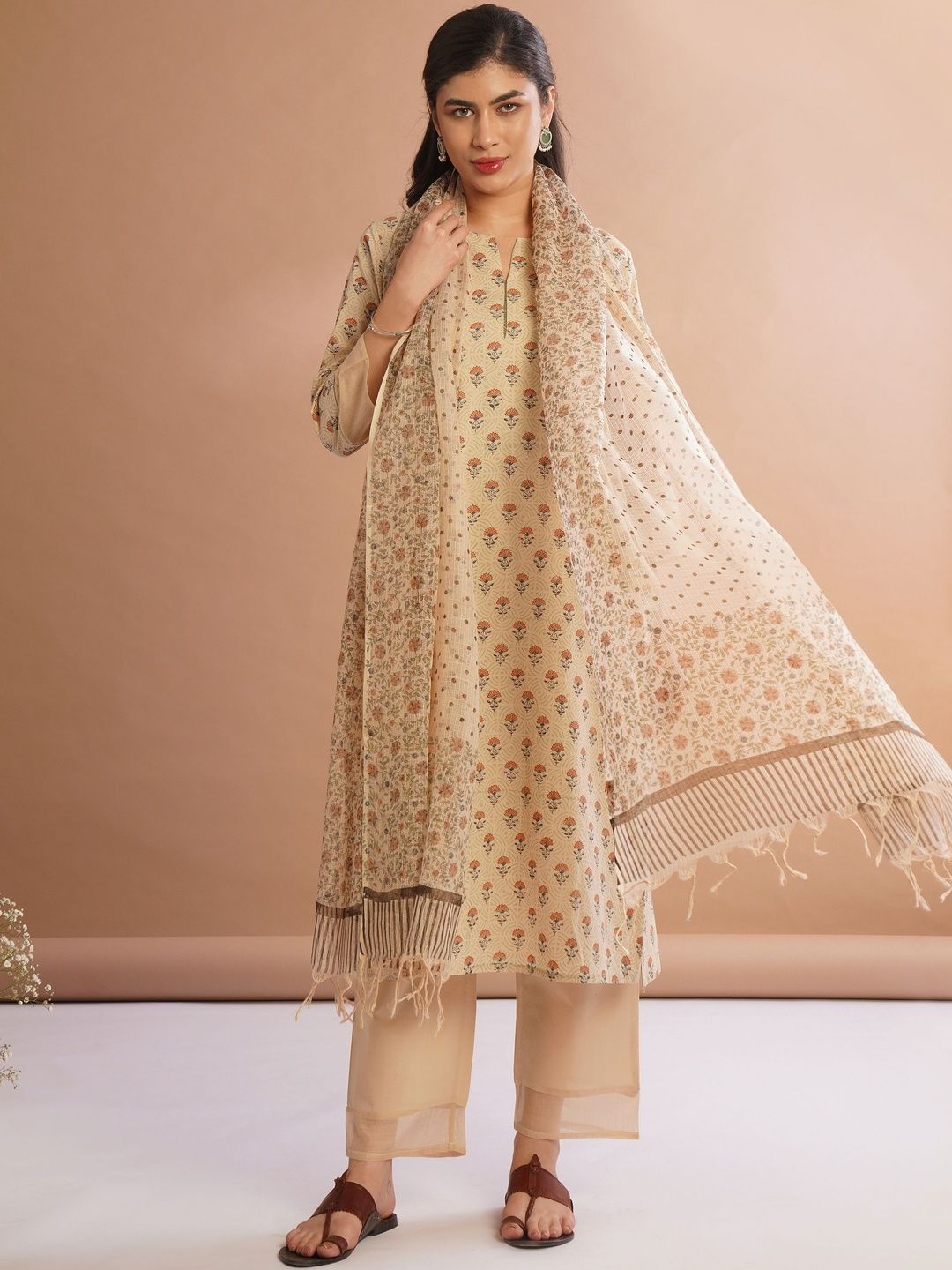 JAYPORE Printed Pure Cotton Dupatta with Thread Work-picture-50