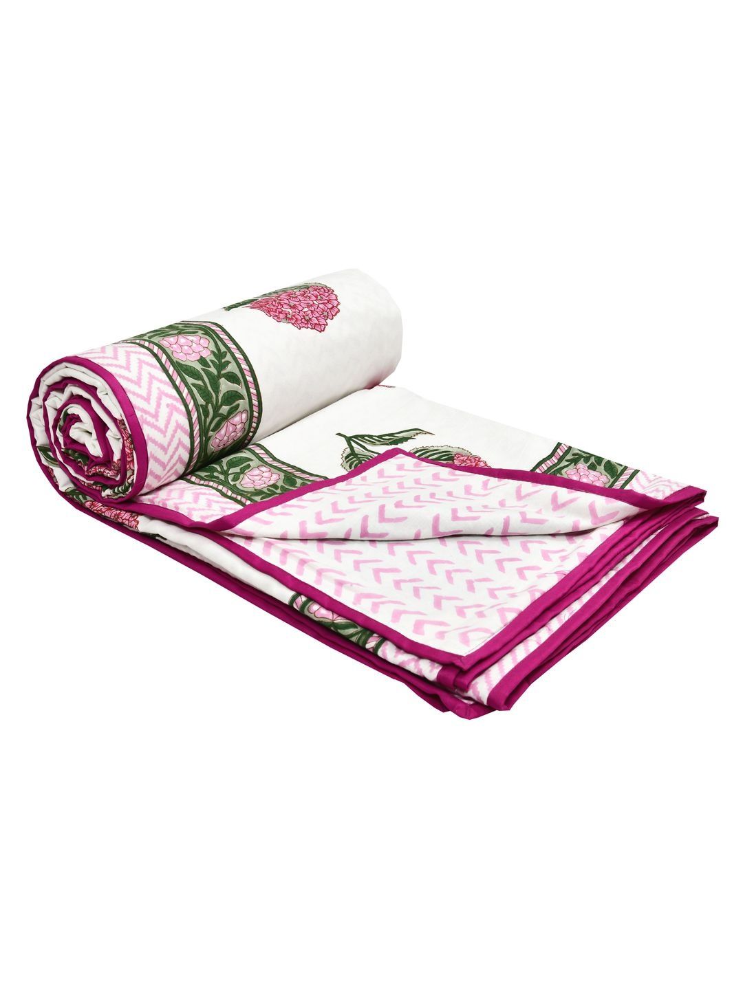BLOCKS OF INDIA Pink & White Floral AC Room 150 GSM Dohar-picture-52