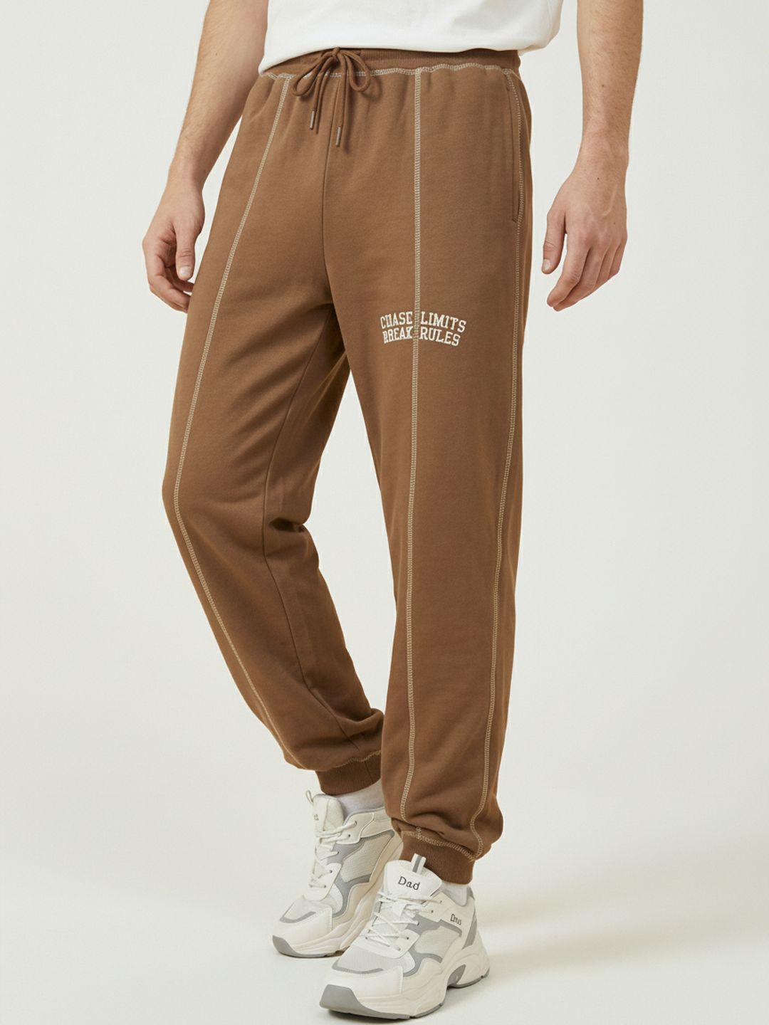 glitchez Men Typography Printed Joggers-image-2
