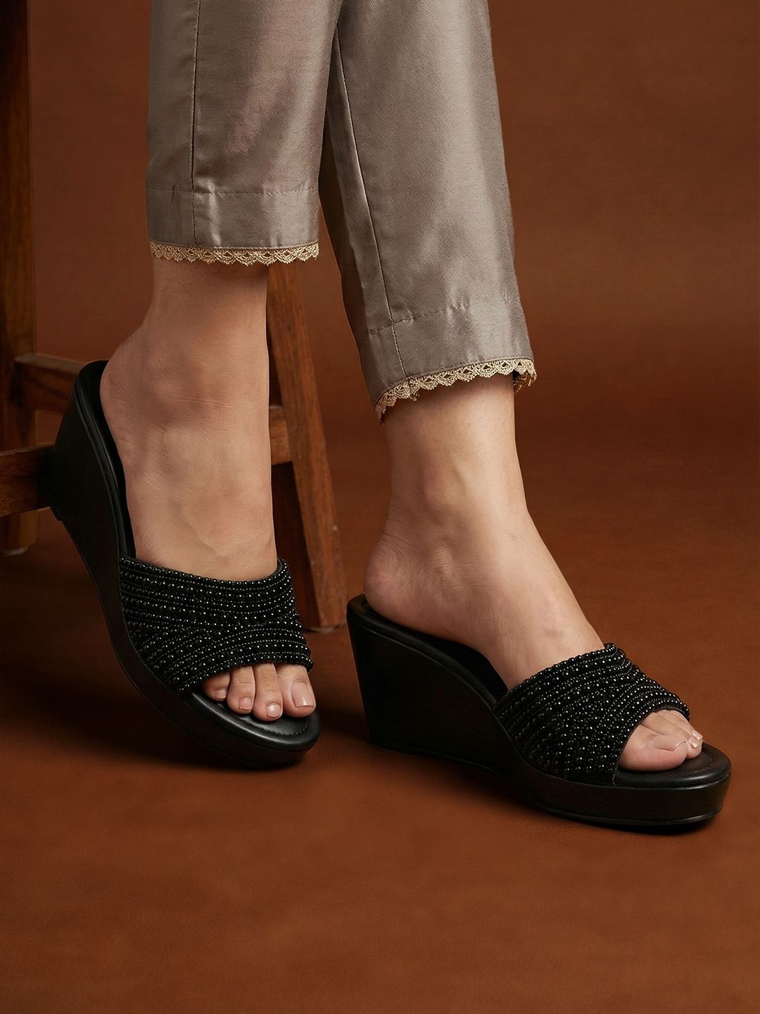 House of Pataudi Embellished Wedges-picture-31