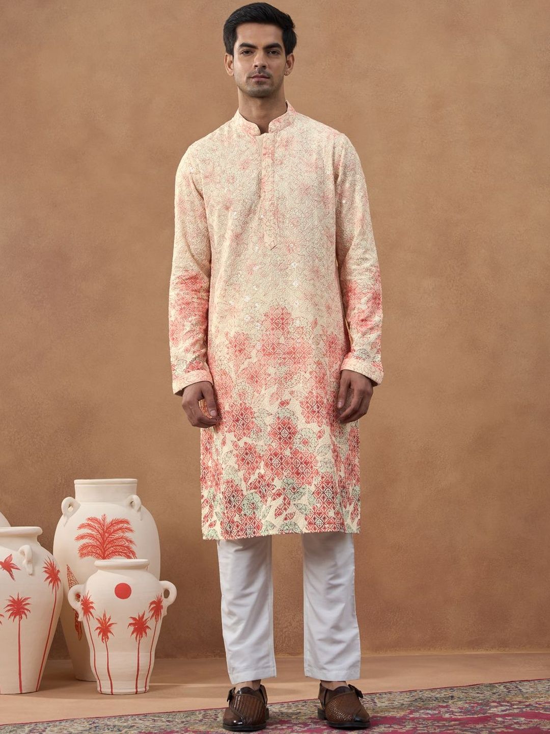TheEthnic.Co Men Floral Embroidered Thread Work Kurta-picture-36