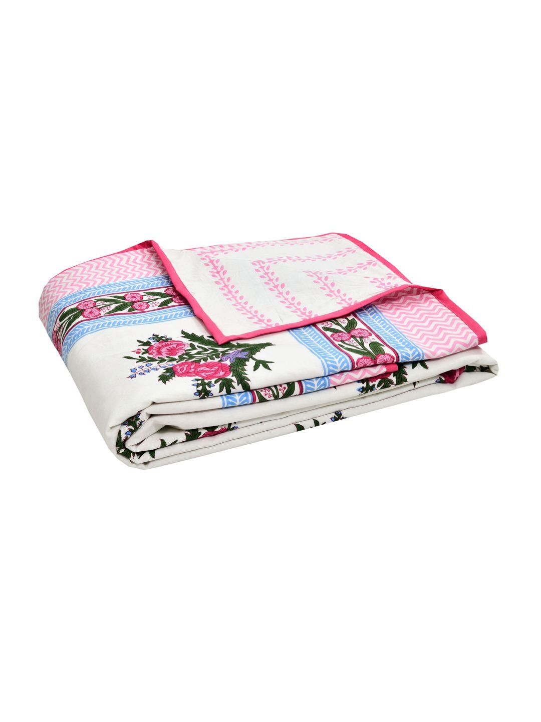 BLOCKS OF INDIA Pink & White Floral AC Room 150 GSM Dohar-picture-24
