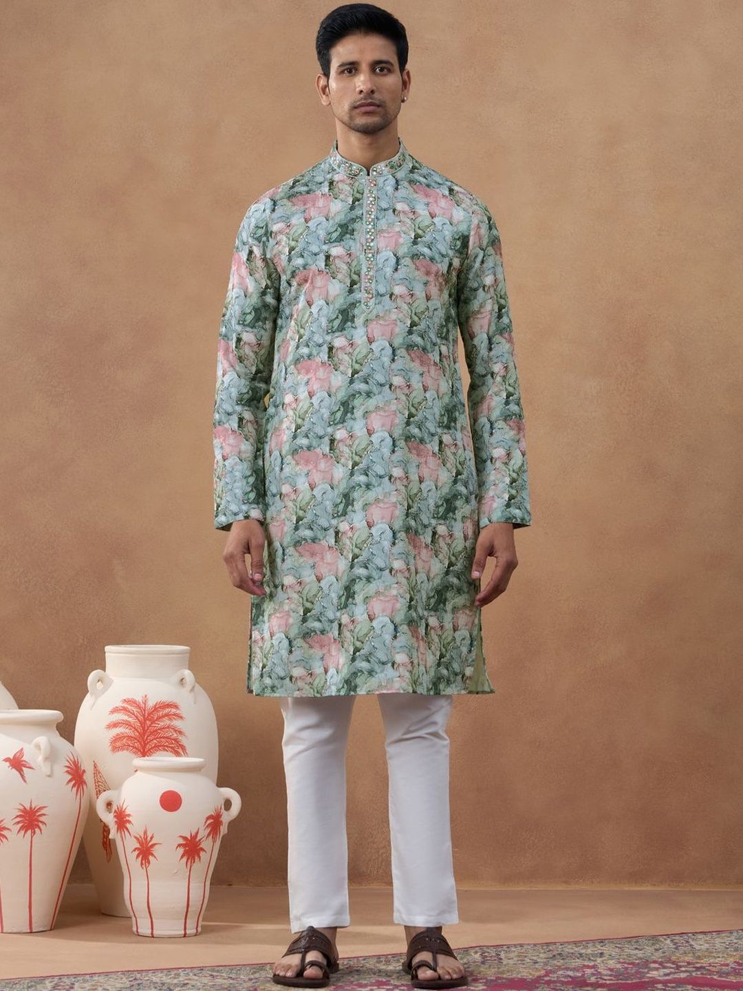 TheEthnic.Co Men Floral Printed Thread Work Kurta-picture-37