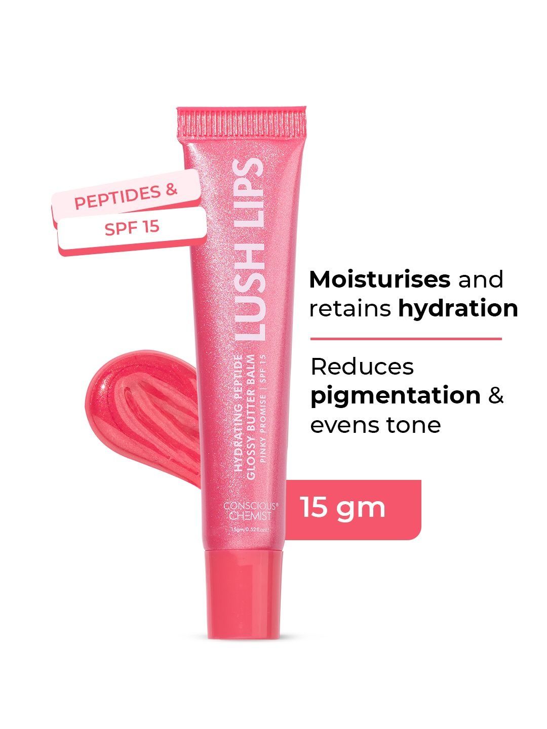 Conscious Chemist Multipeptide & Shea Butter Infused Lip Balm - 15 g - Pinky Promise-picture-21